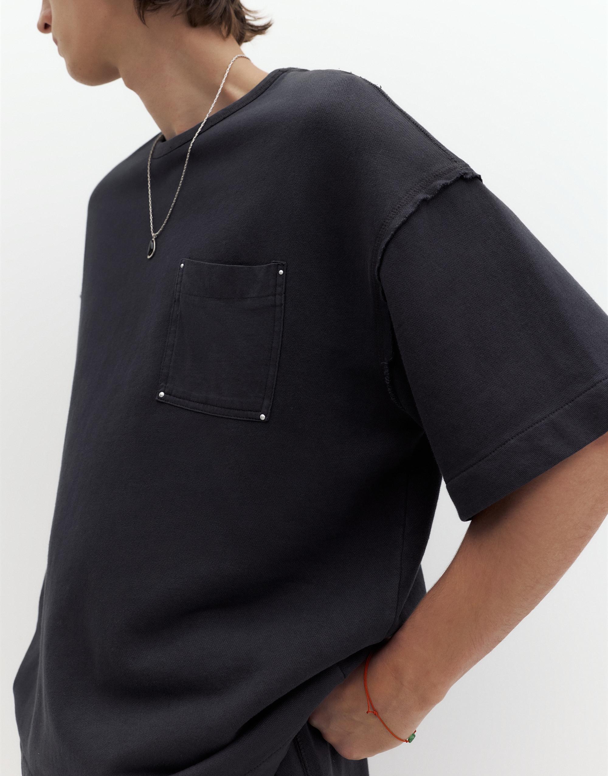 Oversize T-shirt with stud pocket — Anthracite grey