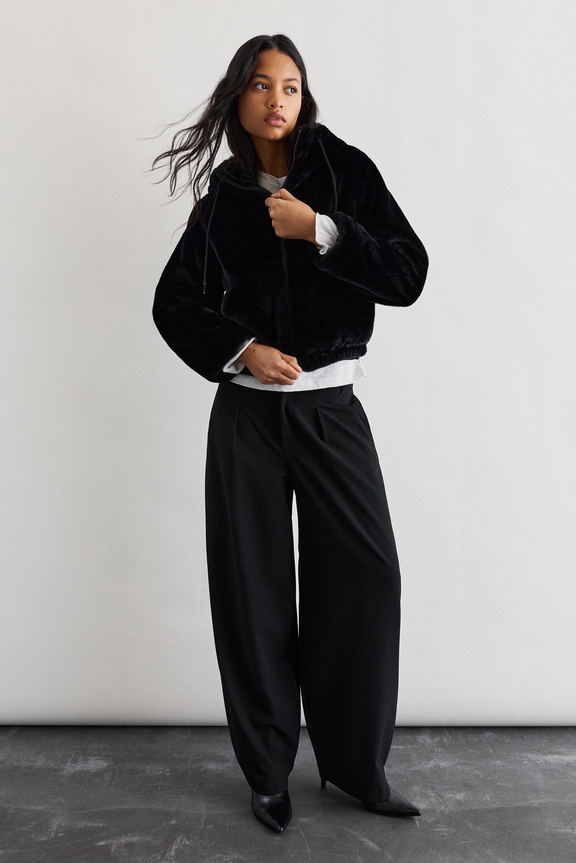 Kapüşonlu suni kürk ceket - Görsel 56