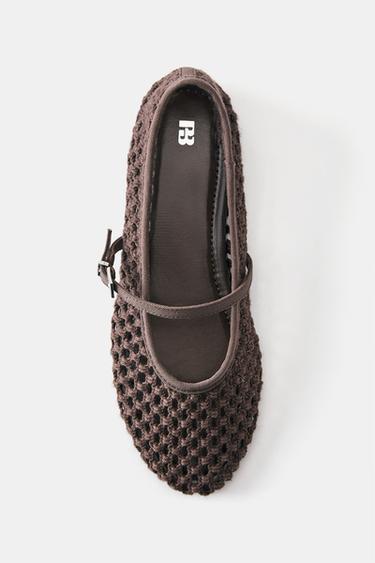 Crochet ballerina shoes — Brown 4