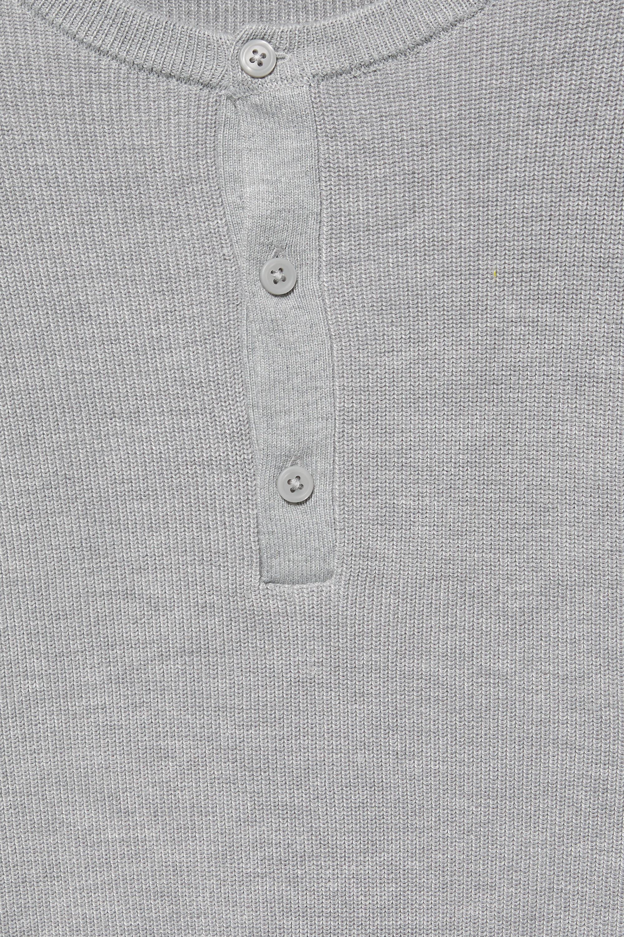 Henley neck jumper — Grey marl