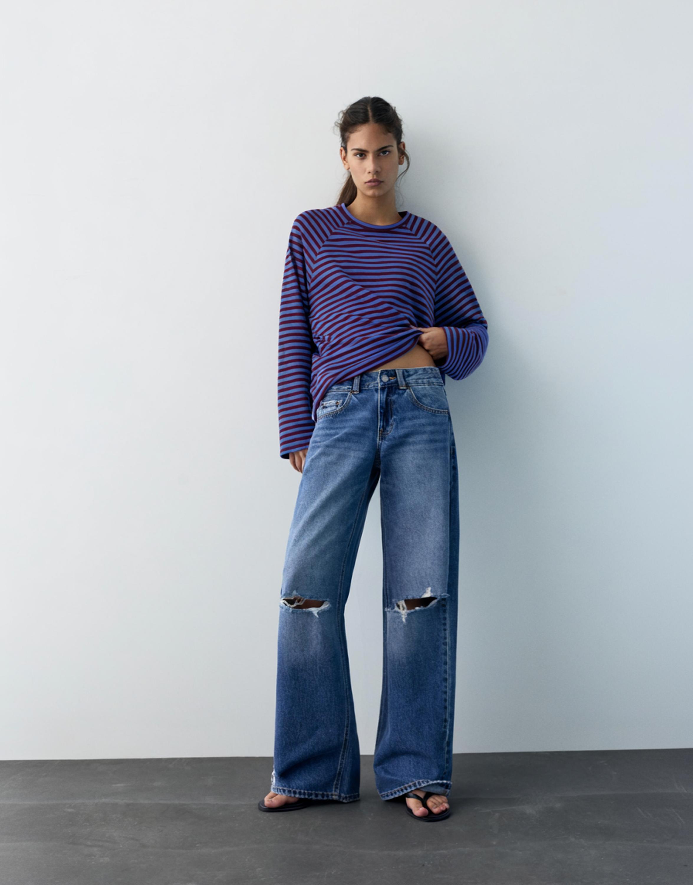 Uzun kollu çizgili tişört - Görsel 37