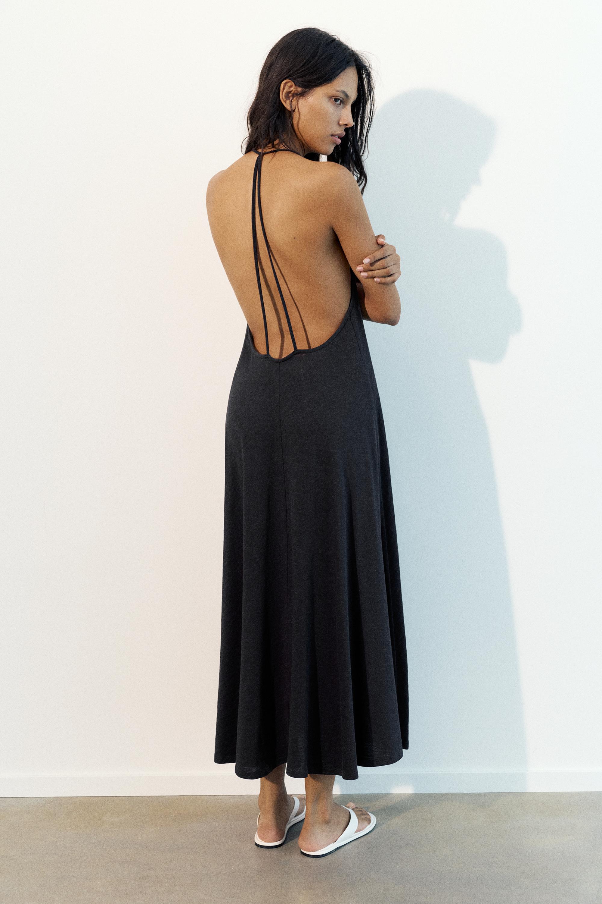 Strappy back midi dress — Anthracite grey