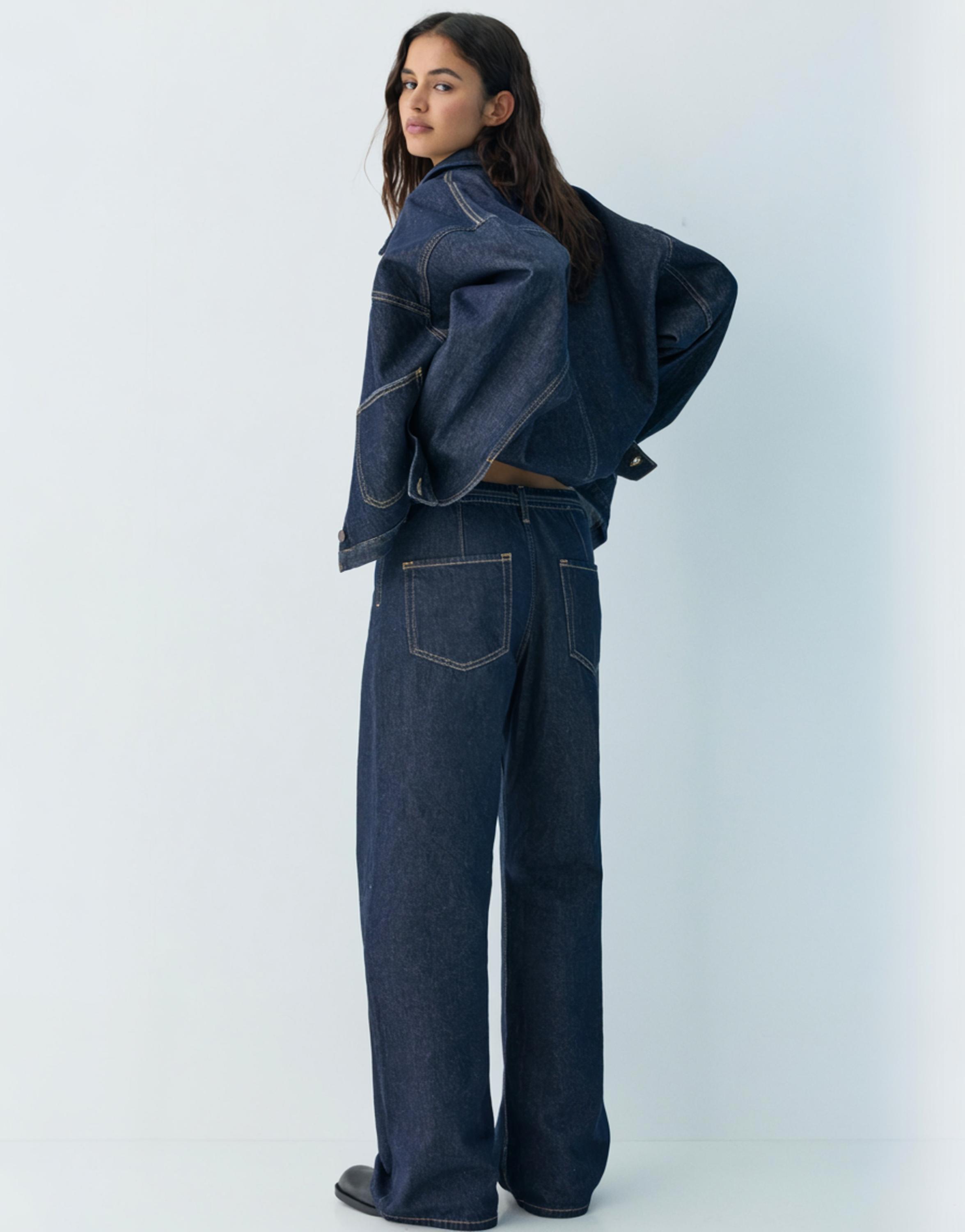 Baggy jeans with drawstring — Navy
