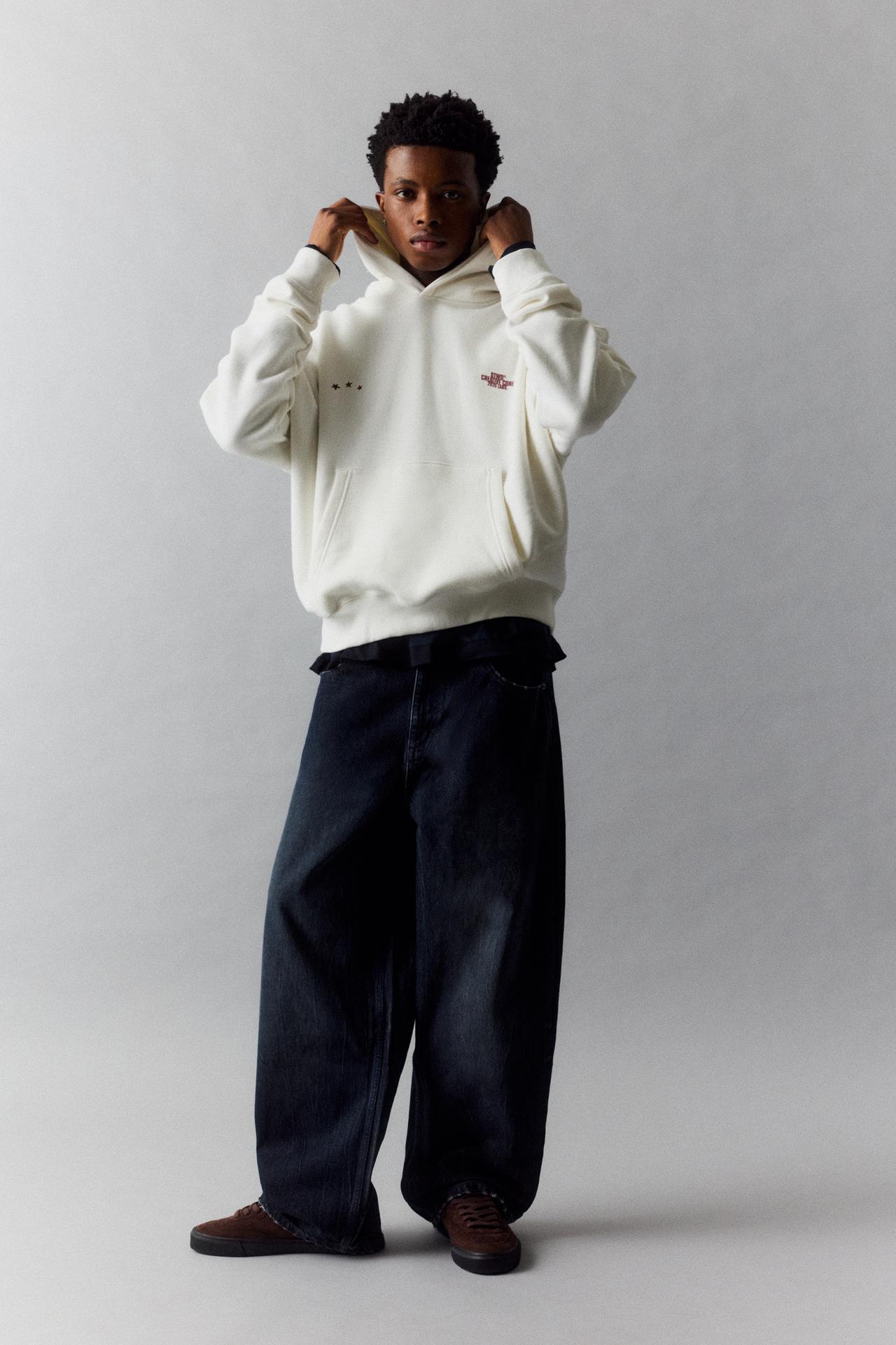 STWD star sweatshirt with hood — White