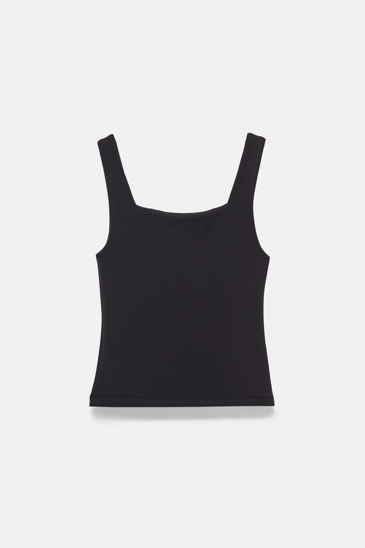 Square neck strappy top — Black
