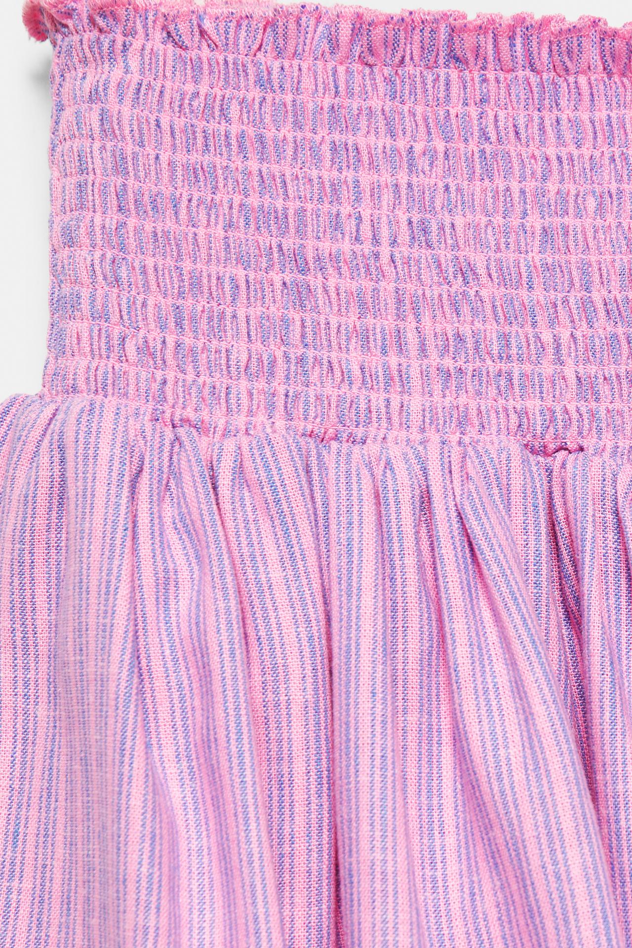 Striped linen blend mini skirt — Pink