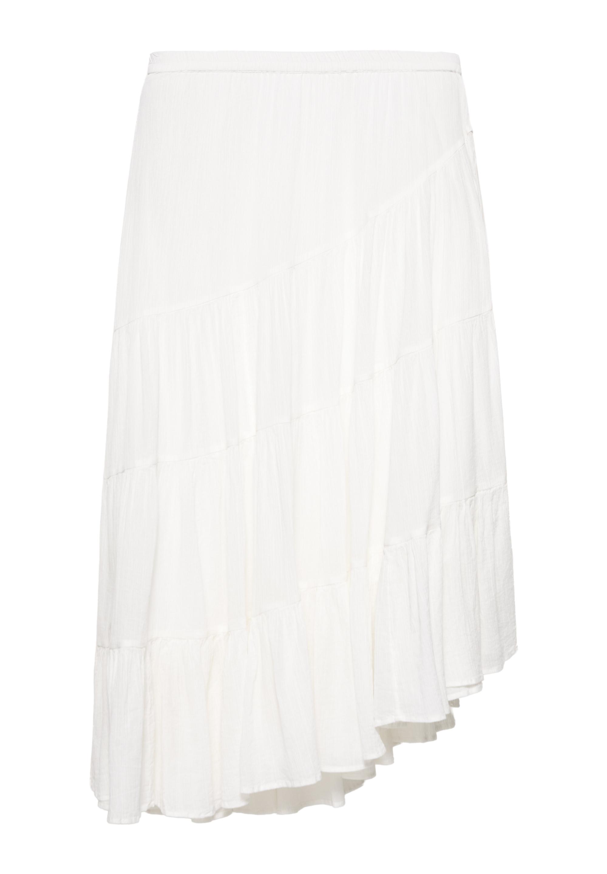 White asymmetric midi skirt — White