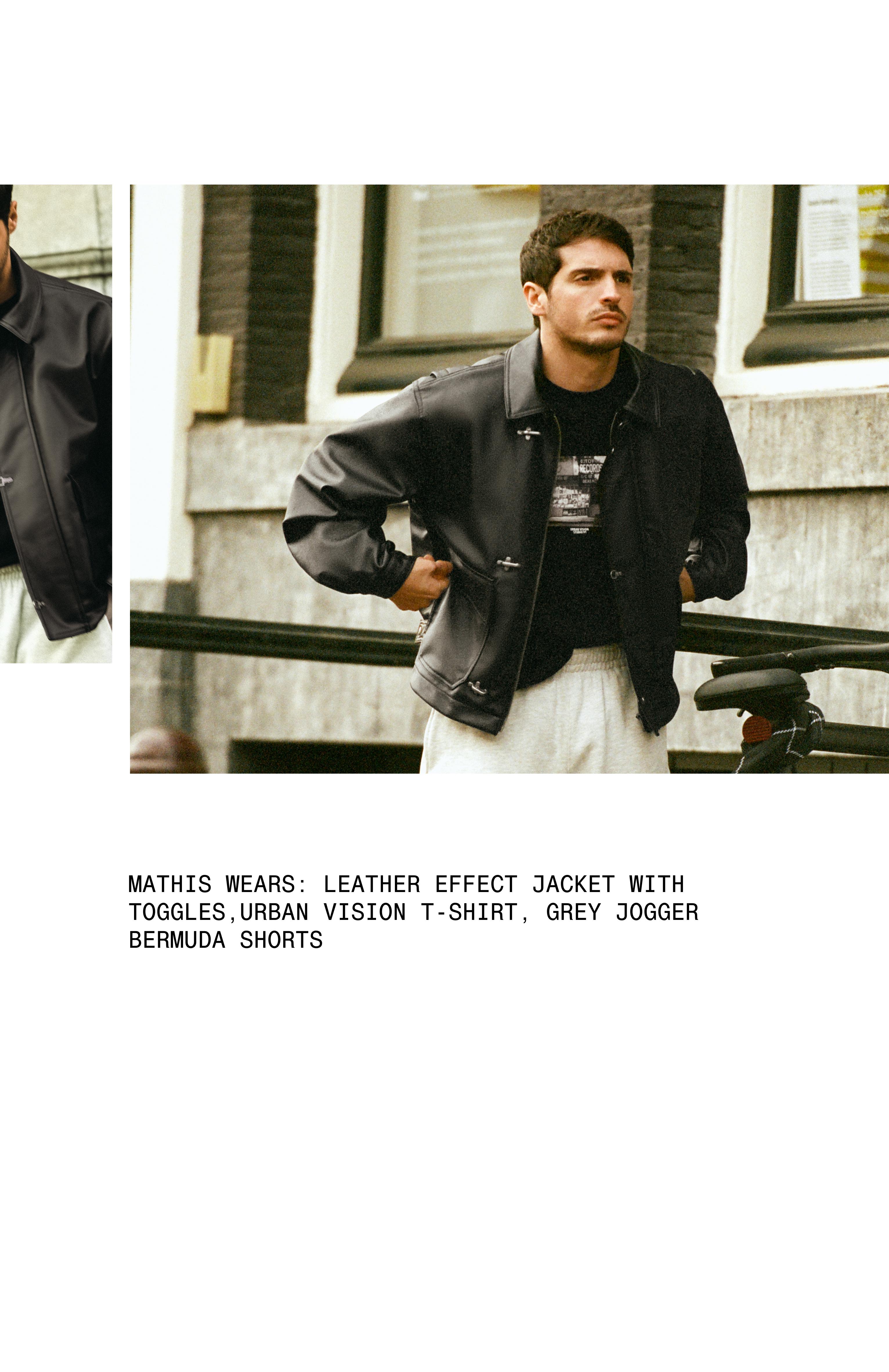 Süslü düğmeli suni deri ceket - Görsel 19