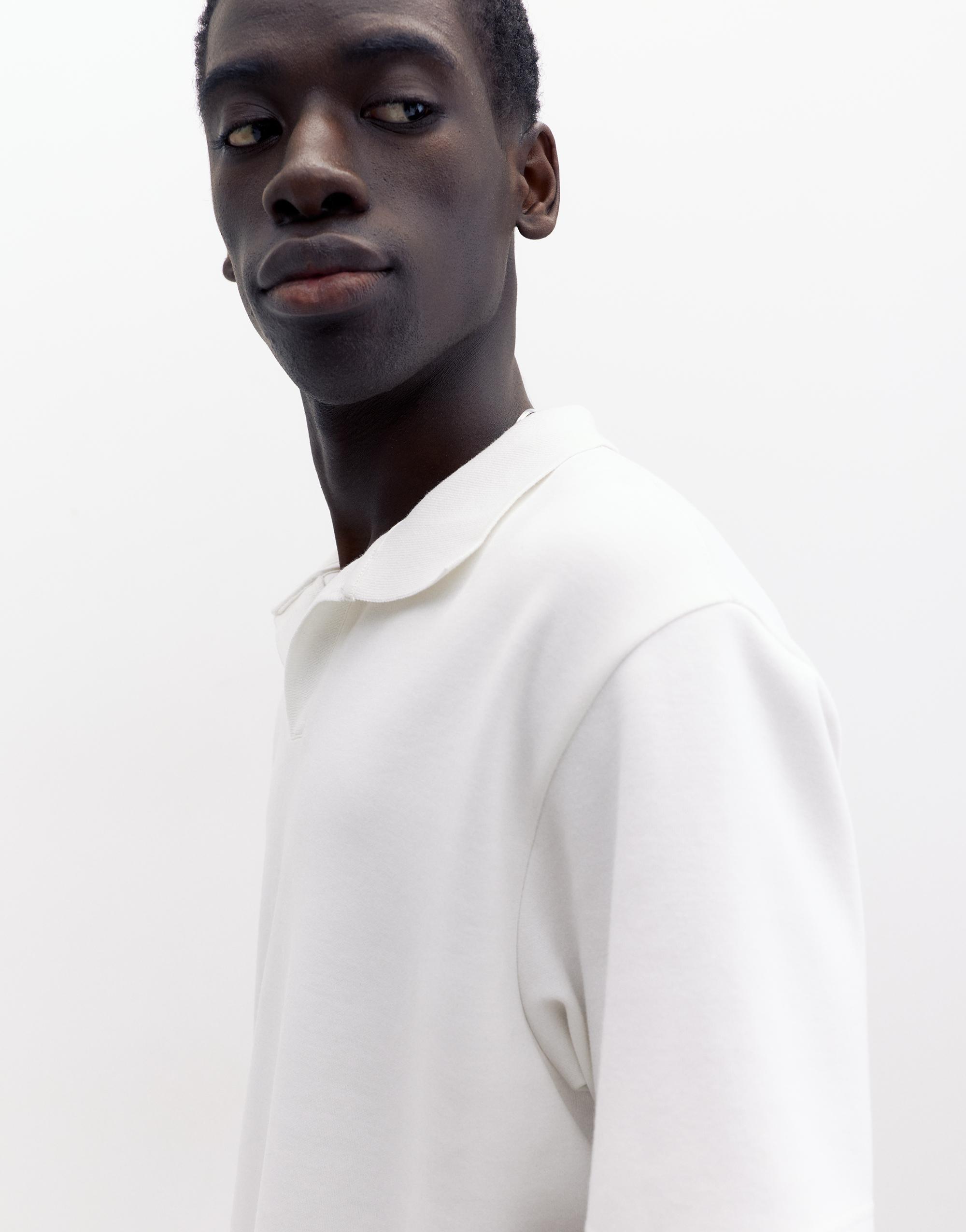 Short sleeve interlock polo shirt — Off white