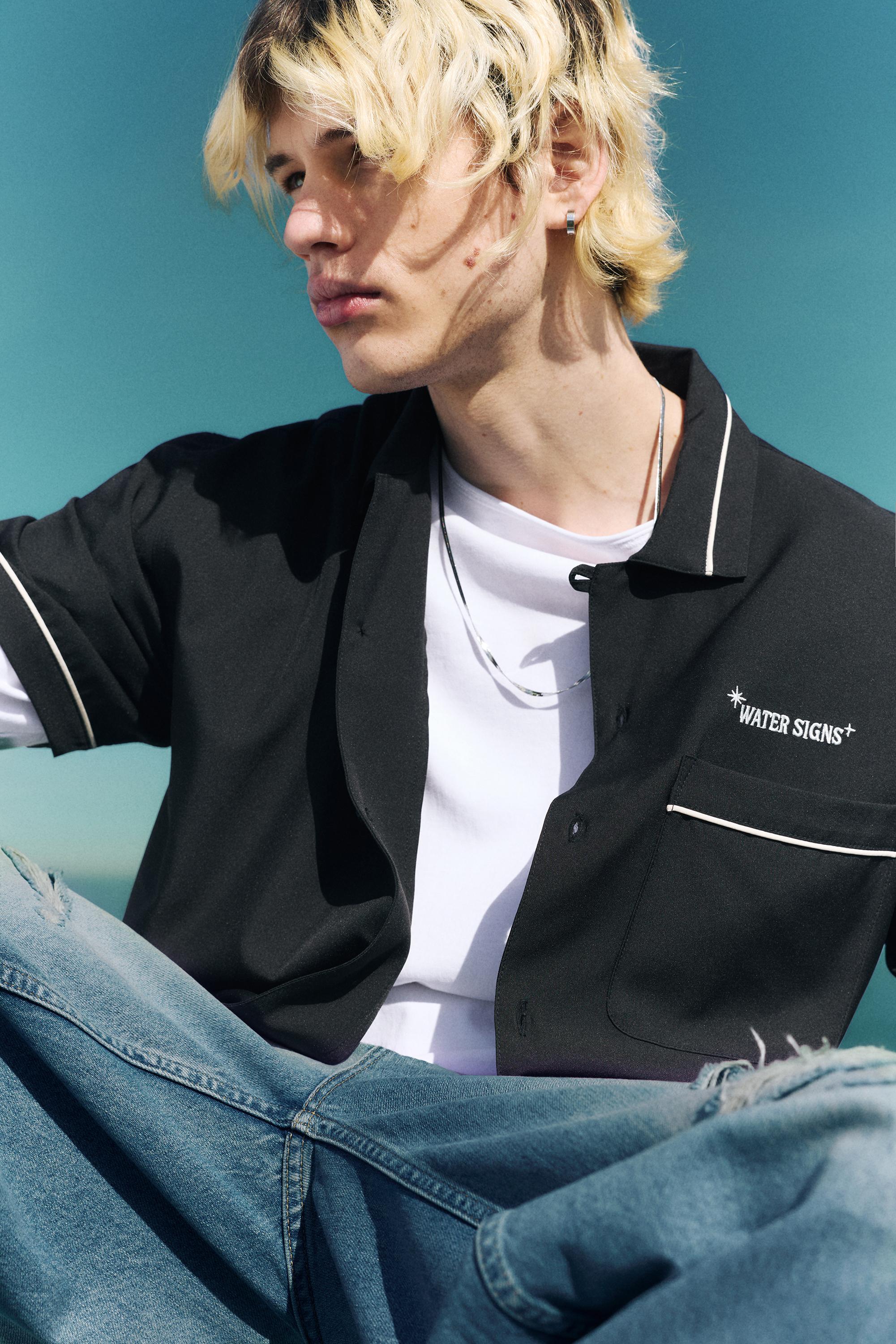 Kısa kollu nakışlı gömlek - Görsel 24