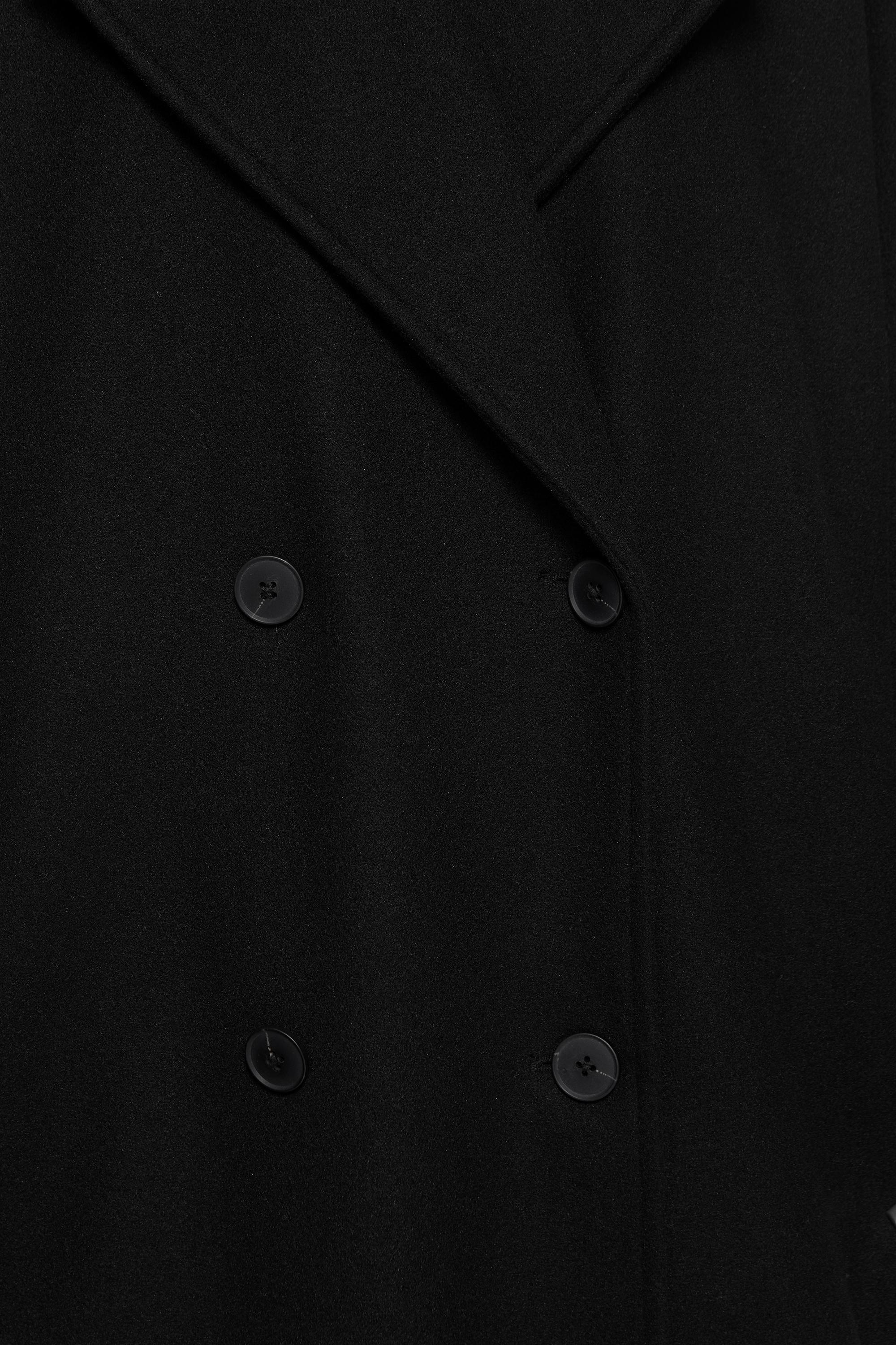 Double-breasted felt texture coat — Black