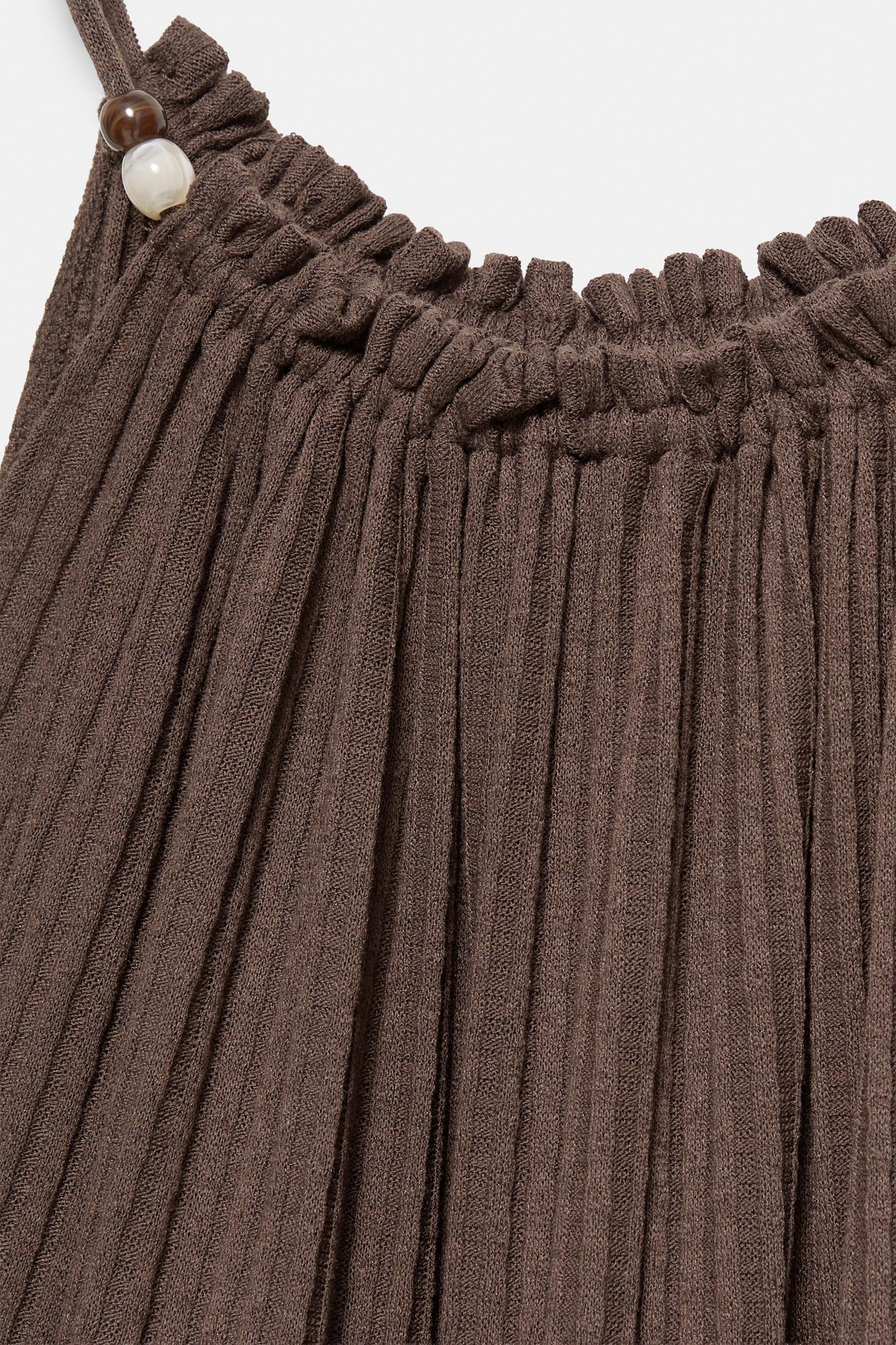 Paneled strappy dress — Brown