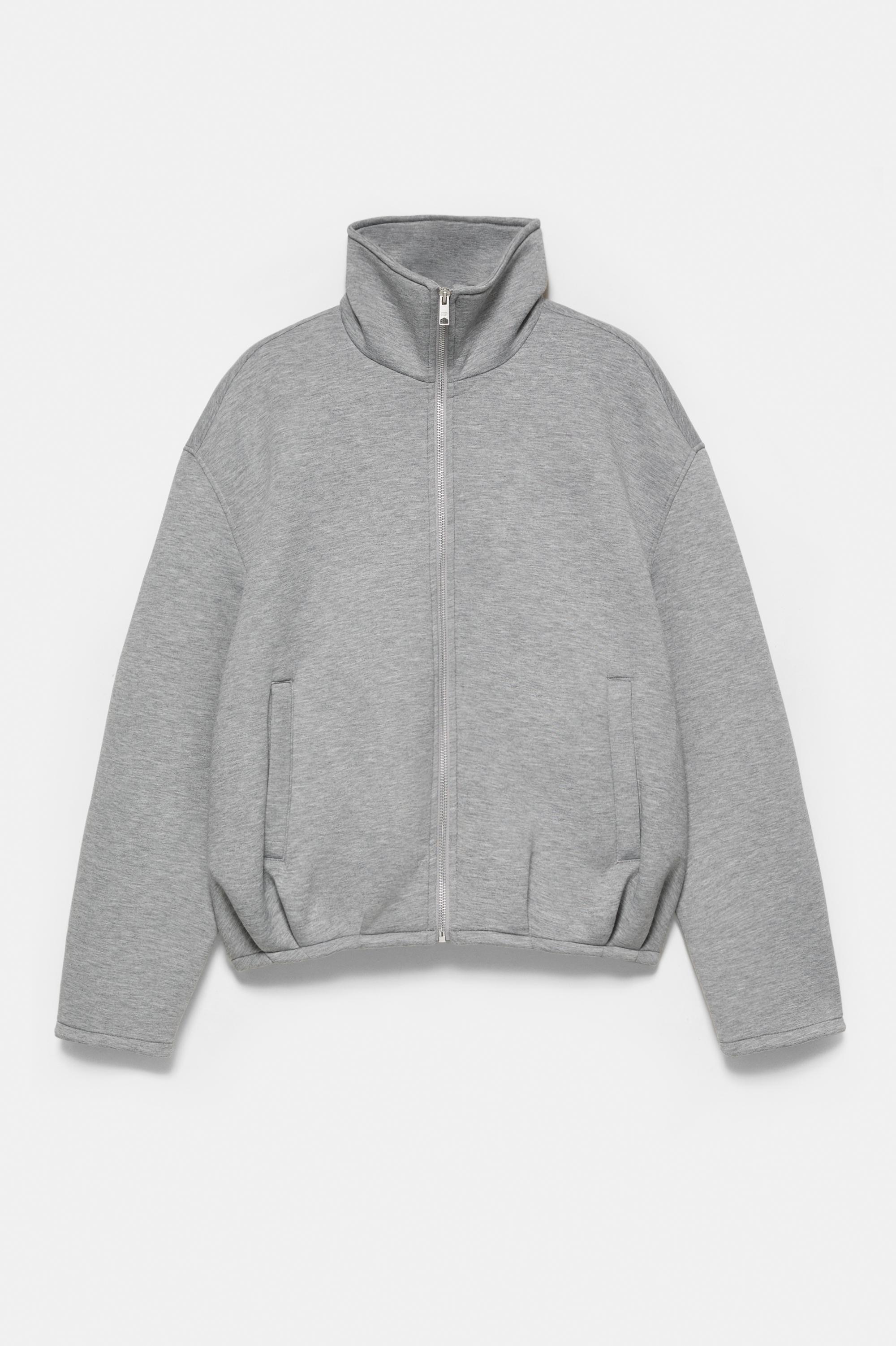 Neoprene-effect zip-up jacket — Grey marl
