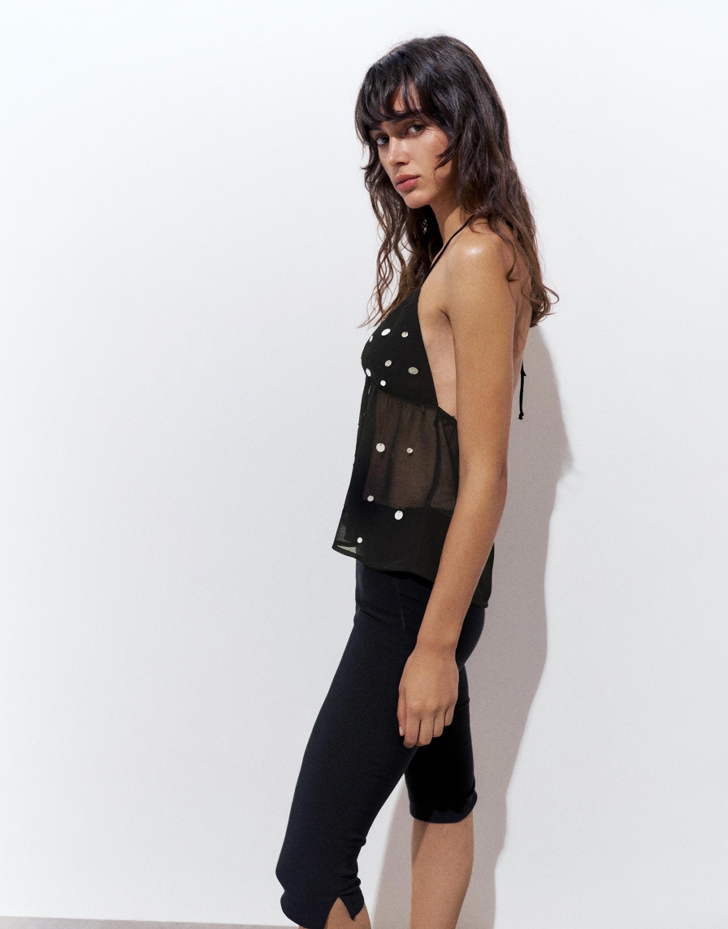 Mirror halter top — Black