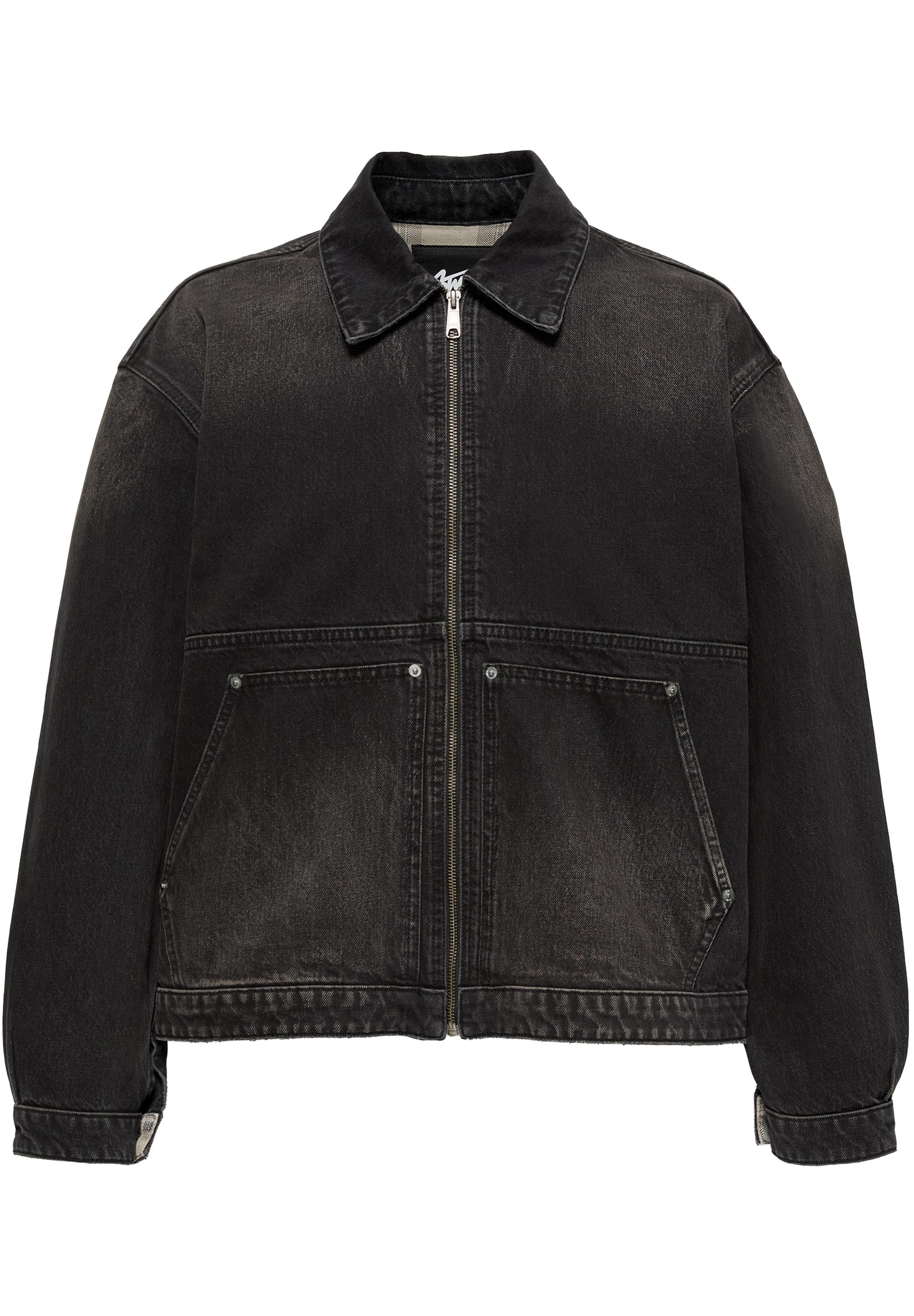 Denim jacket with pockets — Faded black