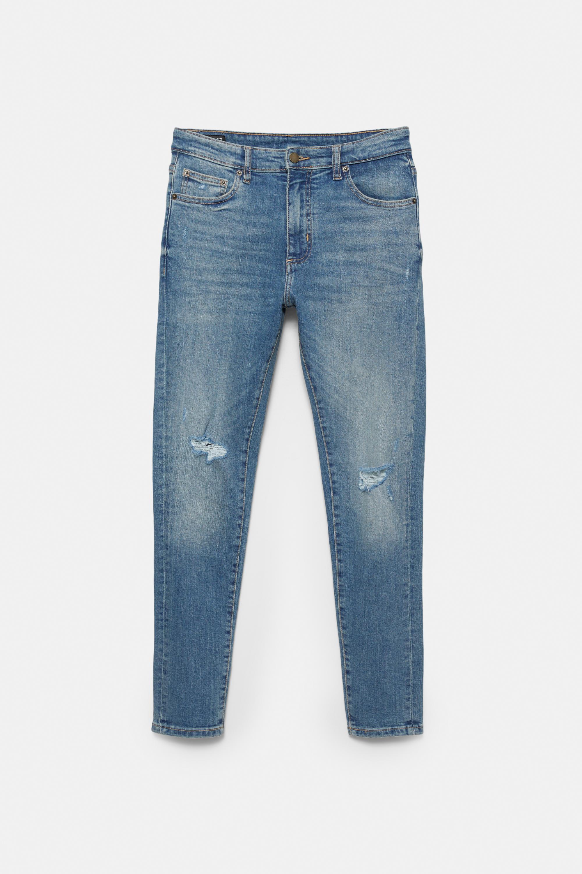 Ripped skinny jeans — Medium blue