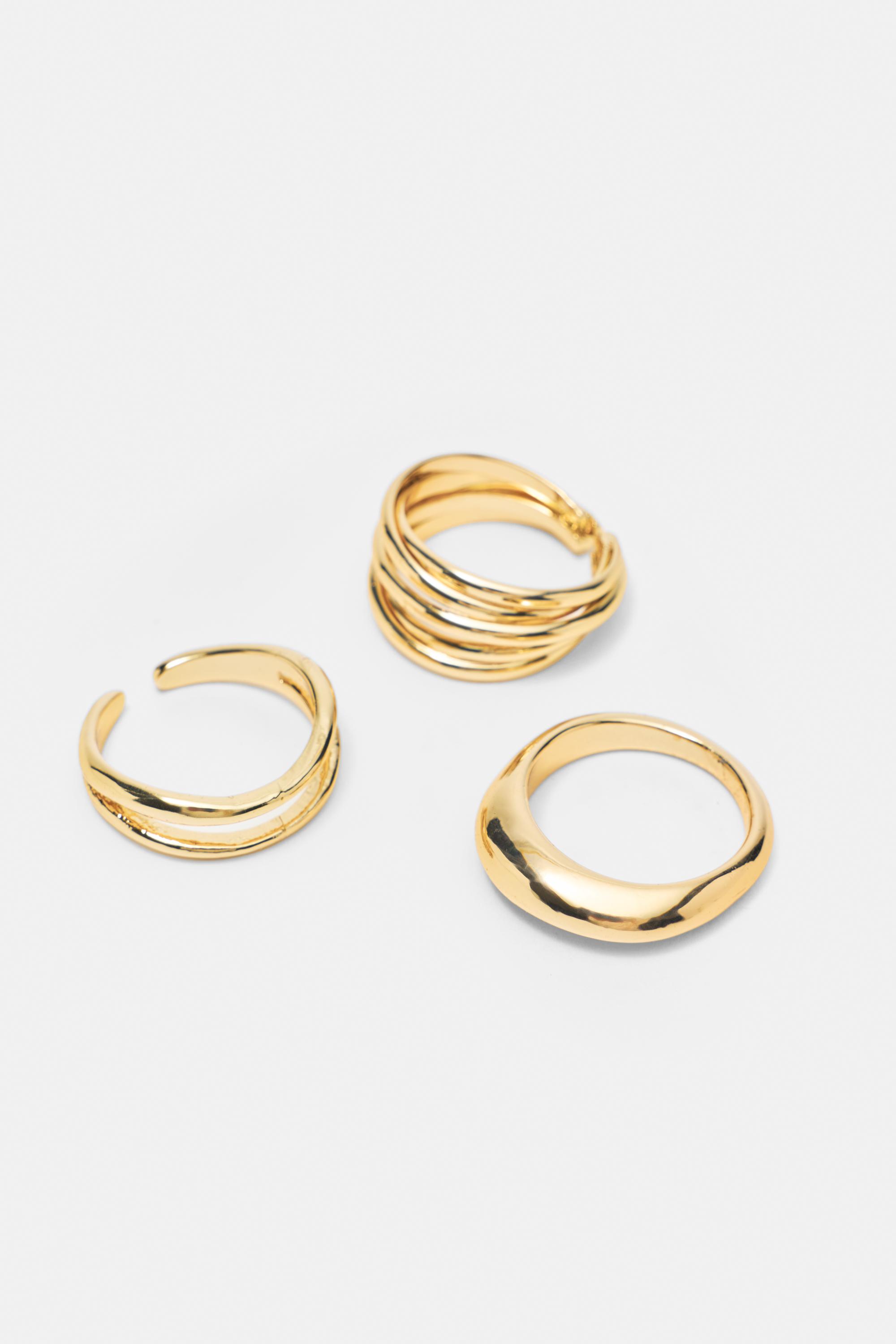 Pack of 5 basic rings — Gold