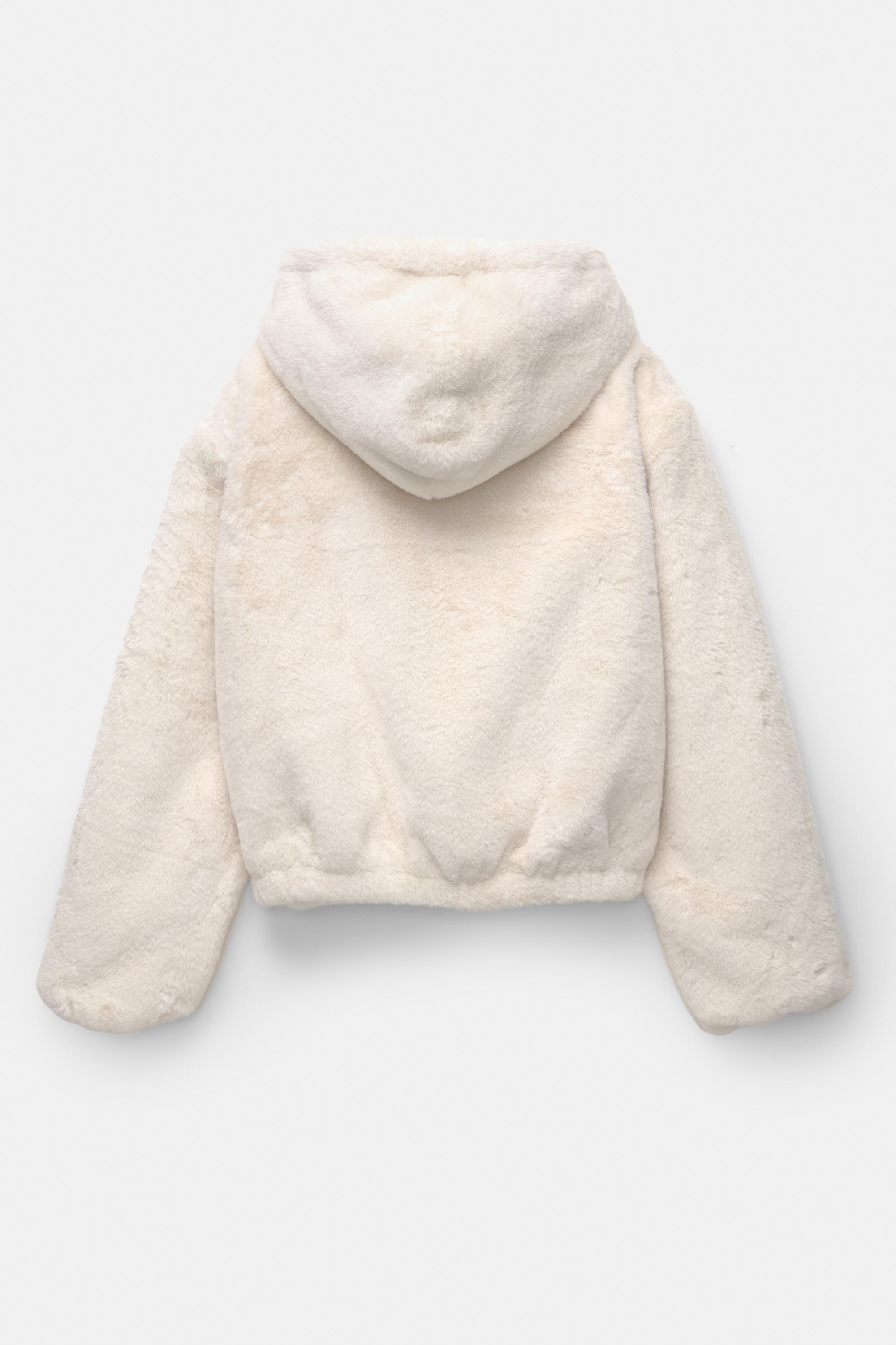 Faux fur hooded jacket — Ecru