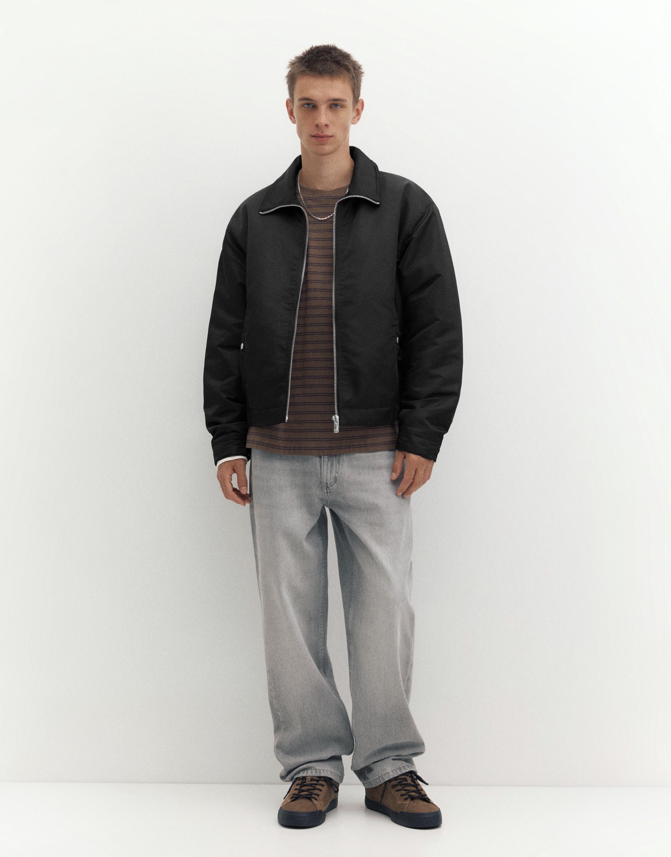 Shirt collar bomber jacket — Black