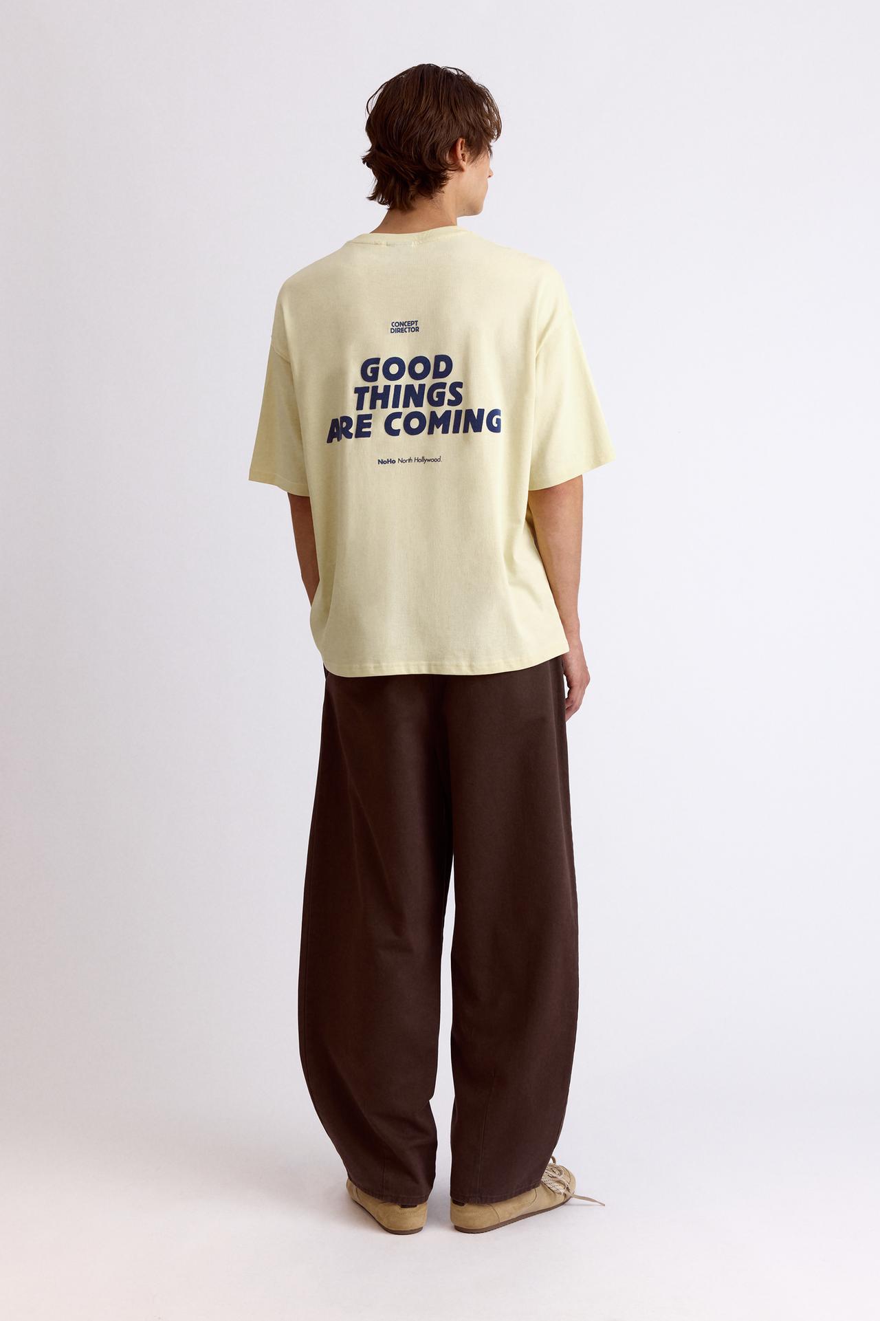 Relaxed text graphic T-shirt — Yellow