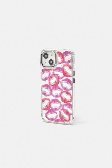 Kiss print mirrored iPhone case — Fuchsia 3
