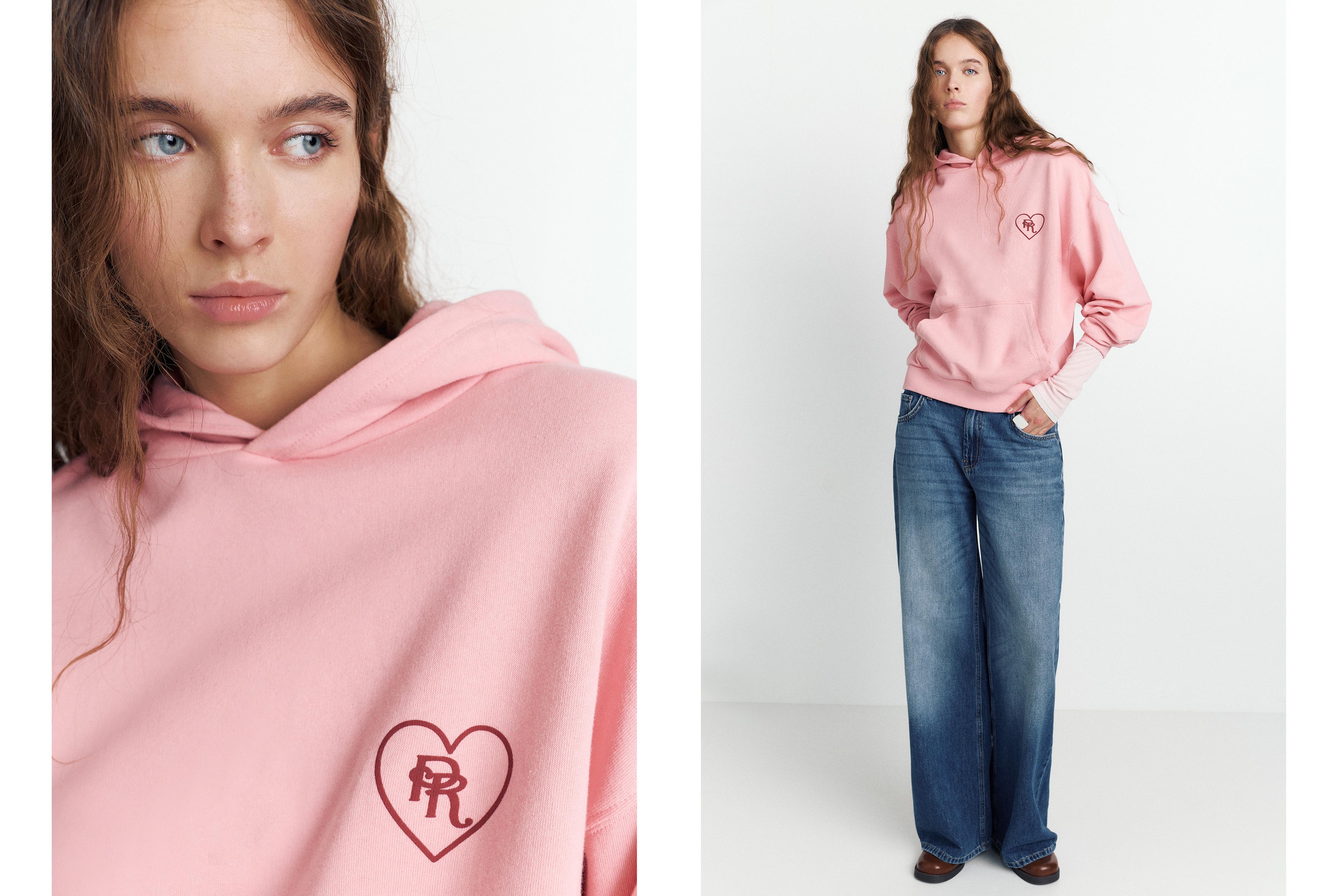 Kalp grafik baskılı kapüşonlu sweatshirt - Görsel 25