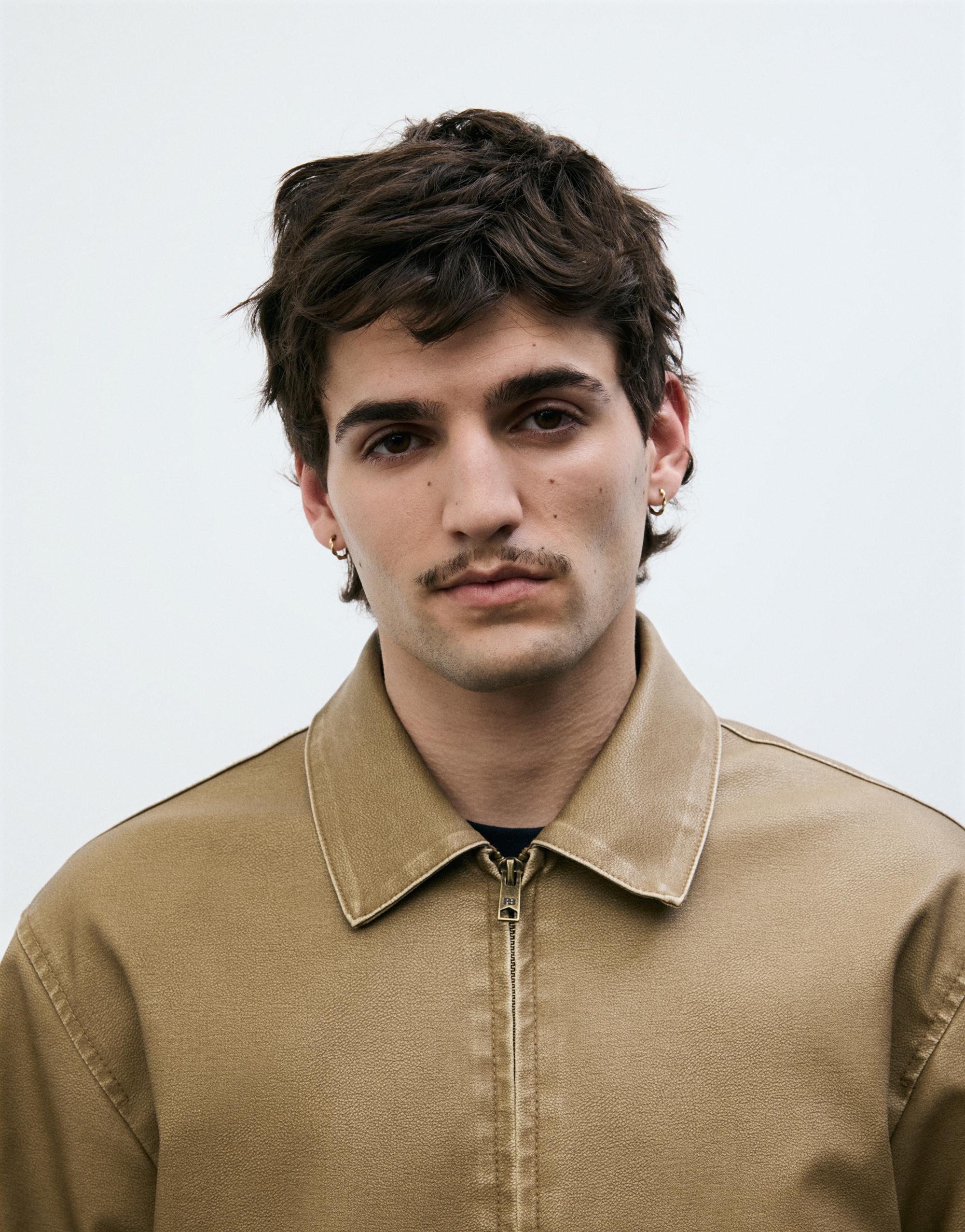 Yıkanmış suni deri ceket - Görsel 25