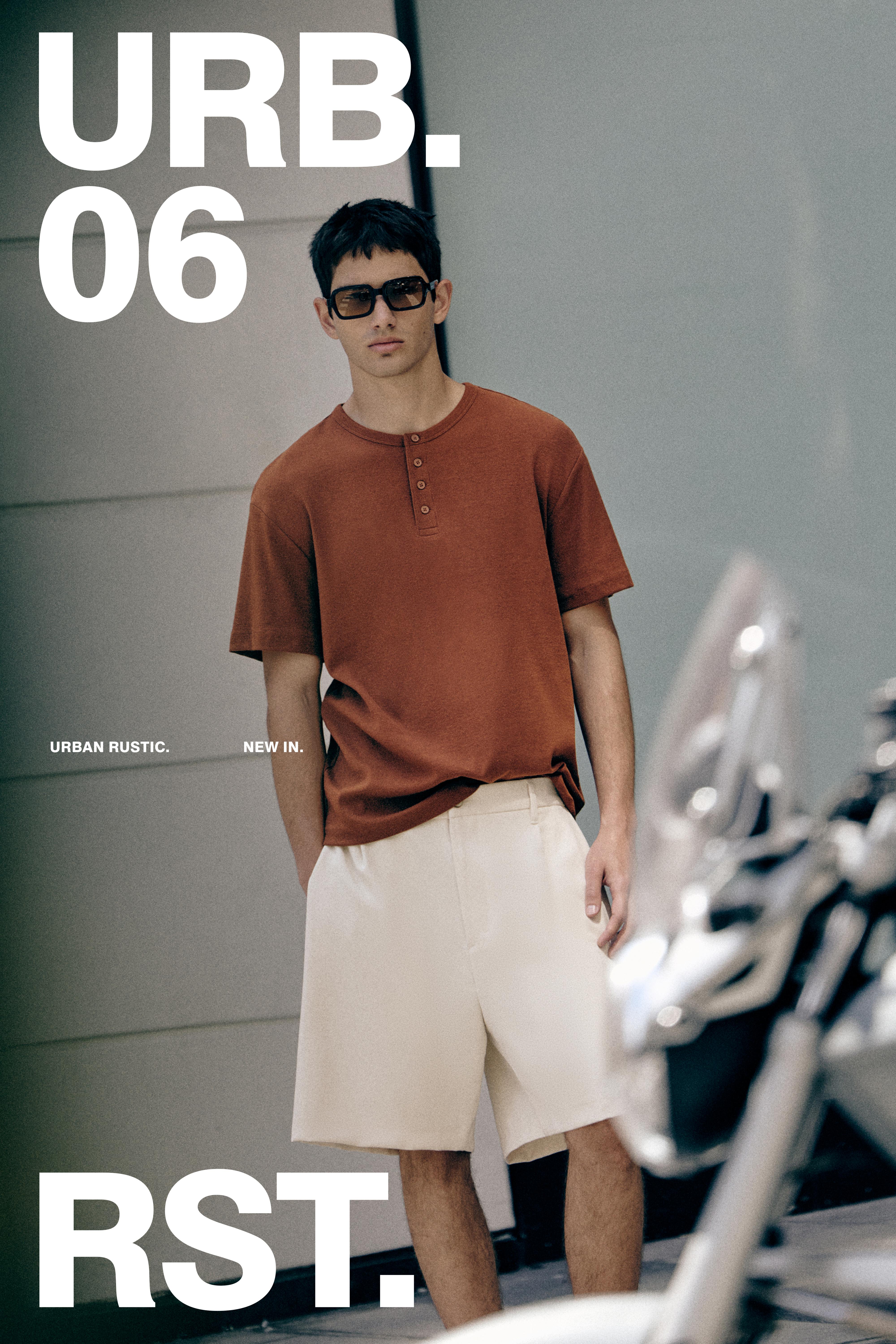 Slim-fit Henley T-shirt — Brown