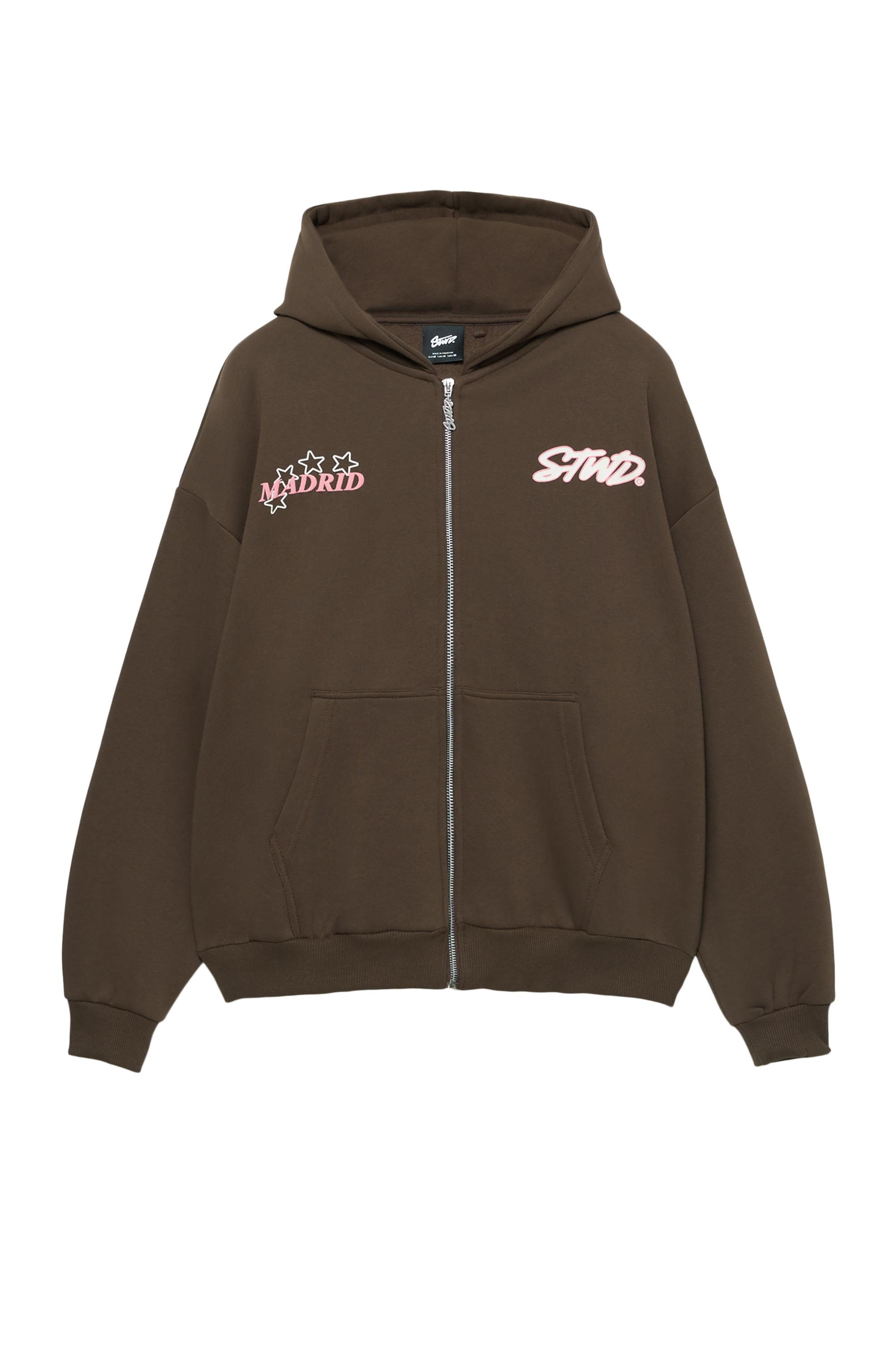 STWD Madrid fermuarlı kapüşonlu sweatshirt