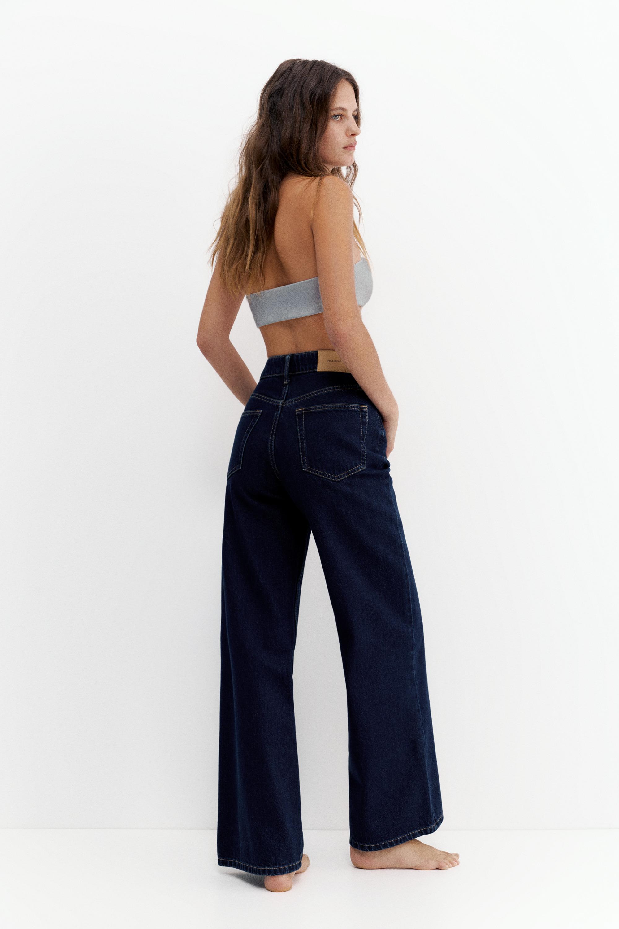 High-waist wide-leg jeans — Navy