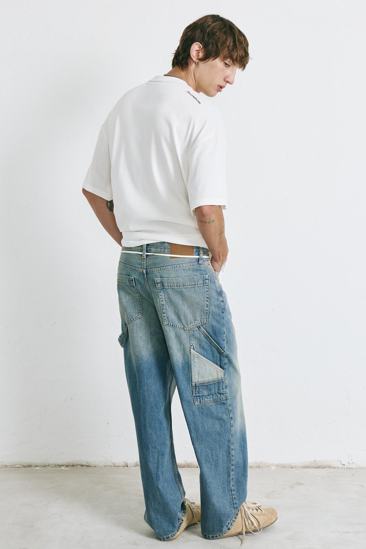 Relaxed fit panelled baggy jeans — Pale indigo