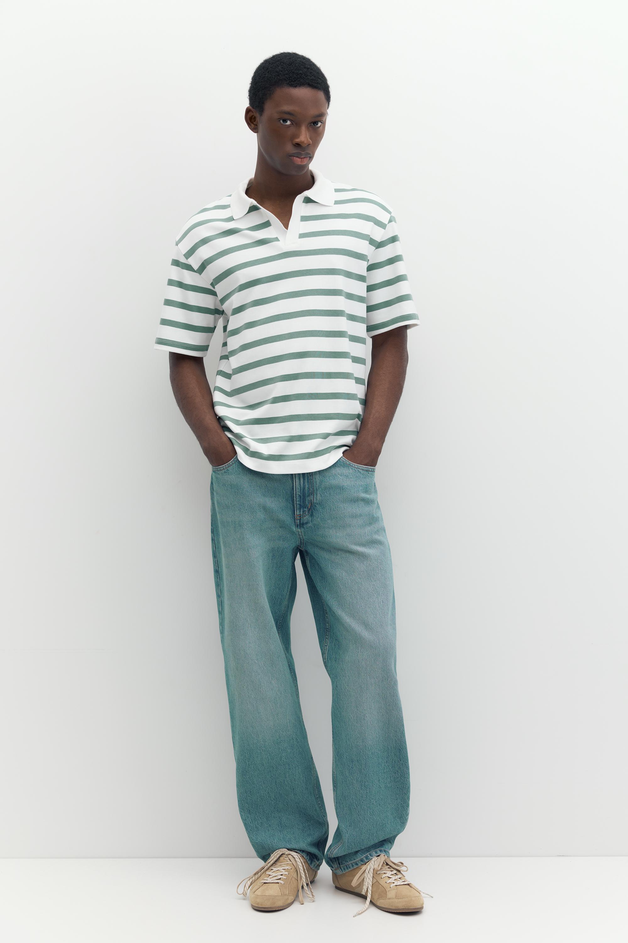 Short sleeve interlock polo shirt — Striped
