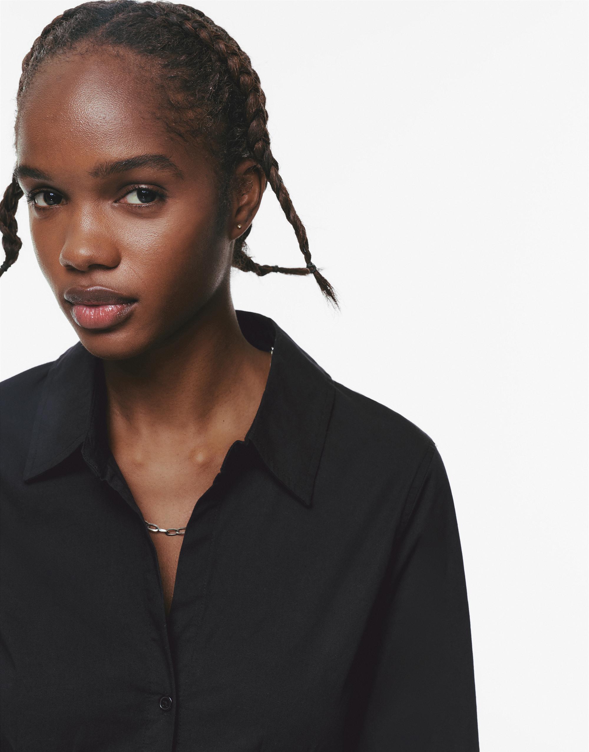 Poplin yırtmaçlı dar kesim gömlek - Görsel 27