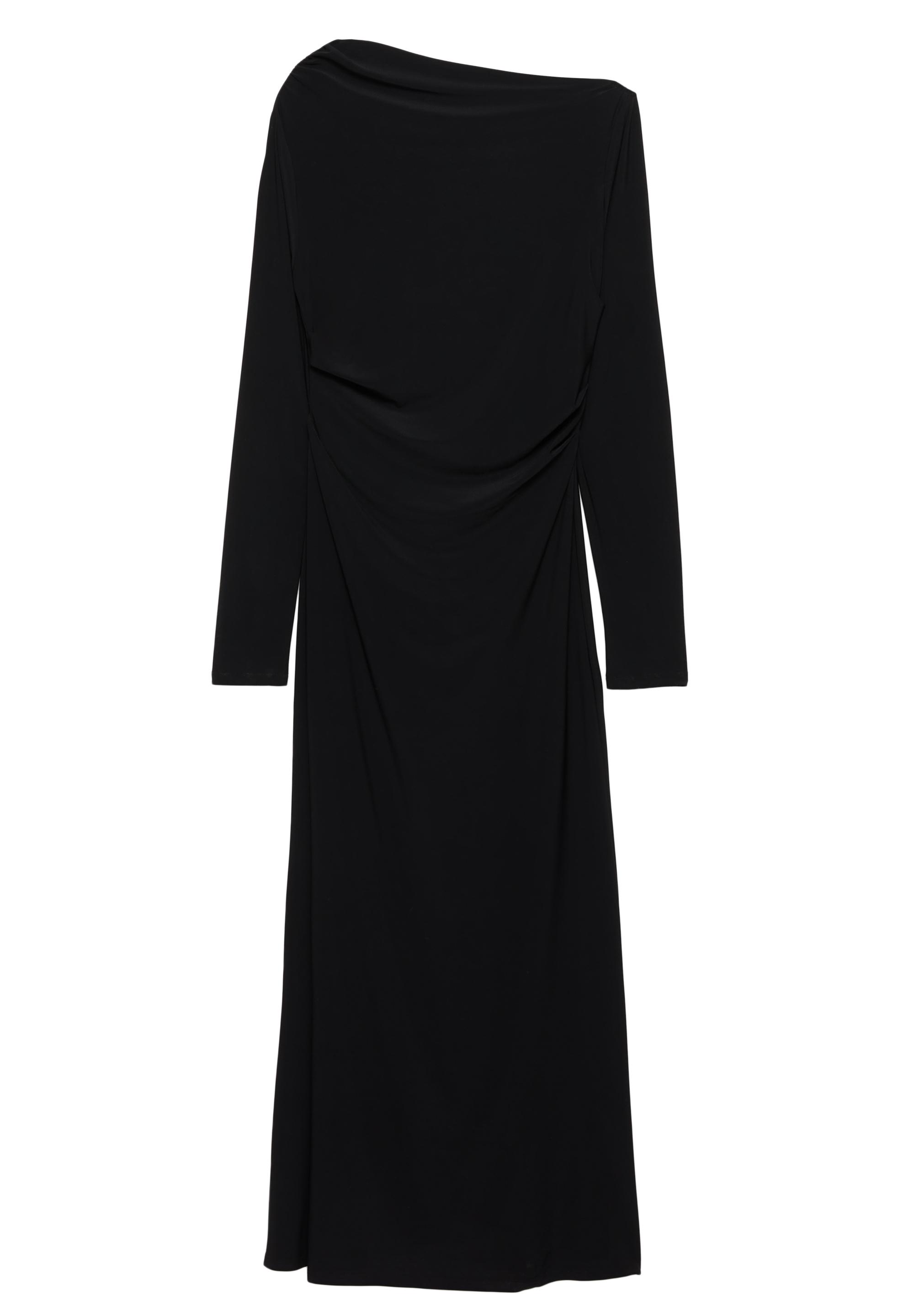 Drape detaylı yumuşak midi elbise - Görsel 5