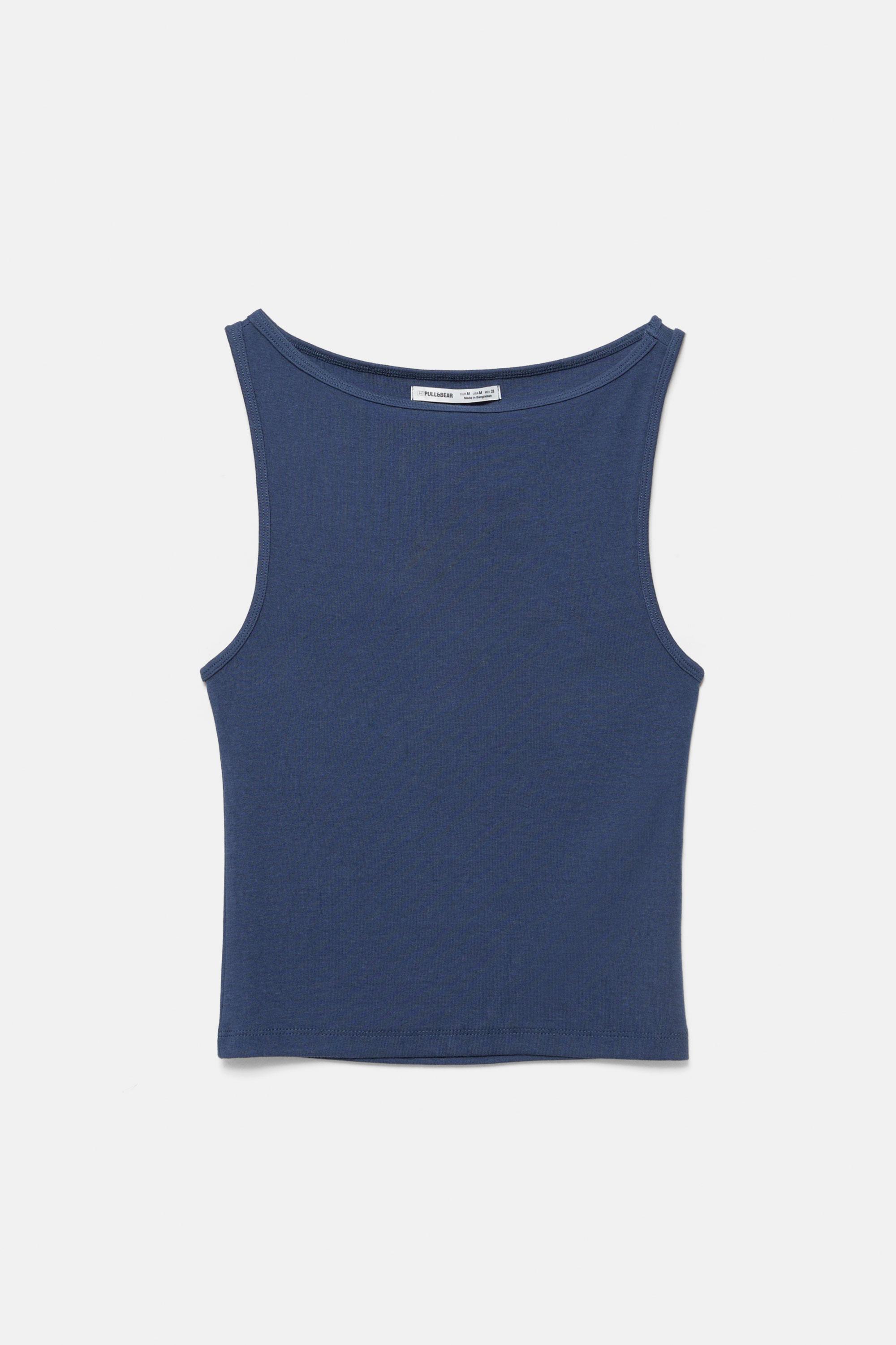 Boat neck tank top — Navy