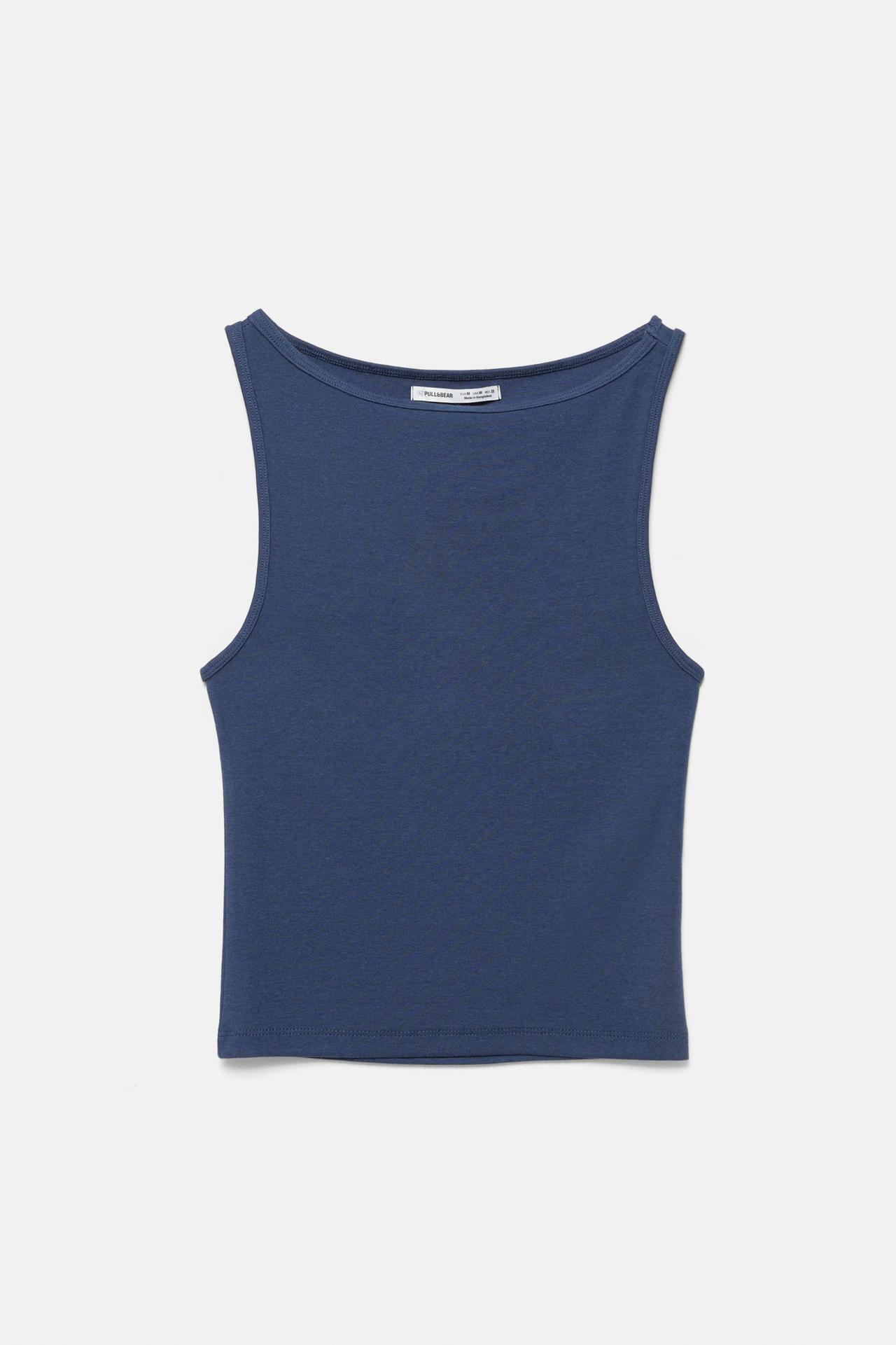 Boat neck tank top — Navy