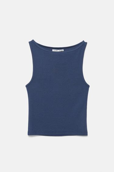 Boat neck tank top — Navy 5