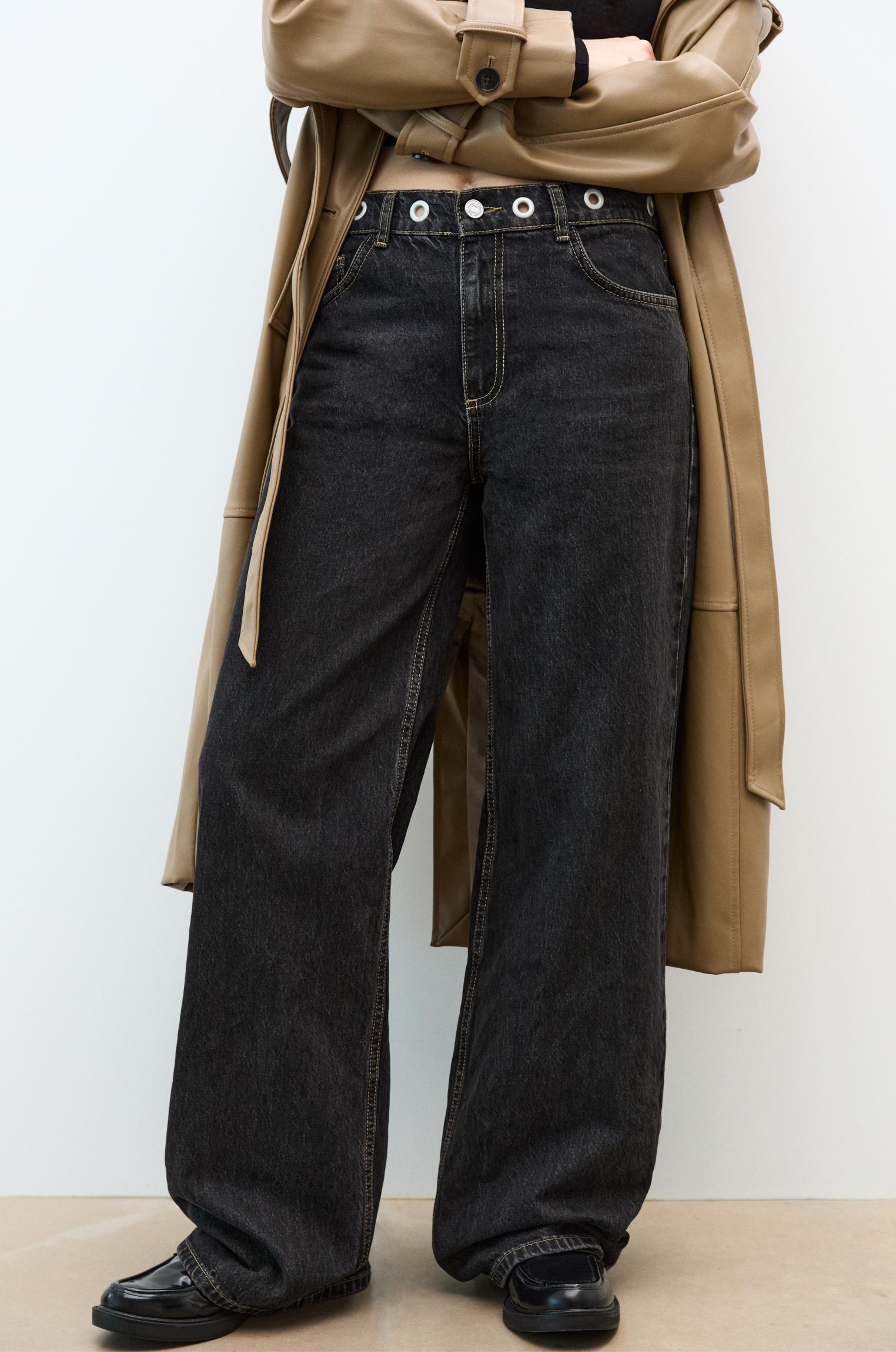 Kuşgözü detaylı wide leg jean_12