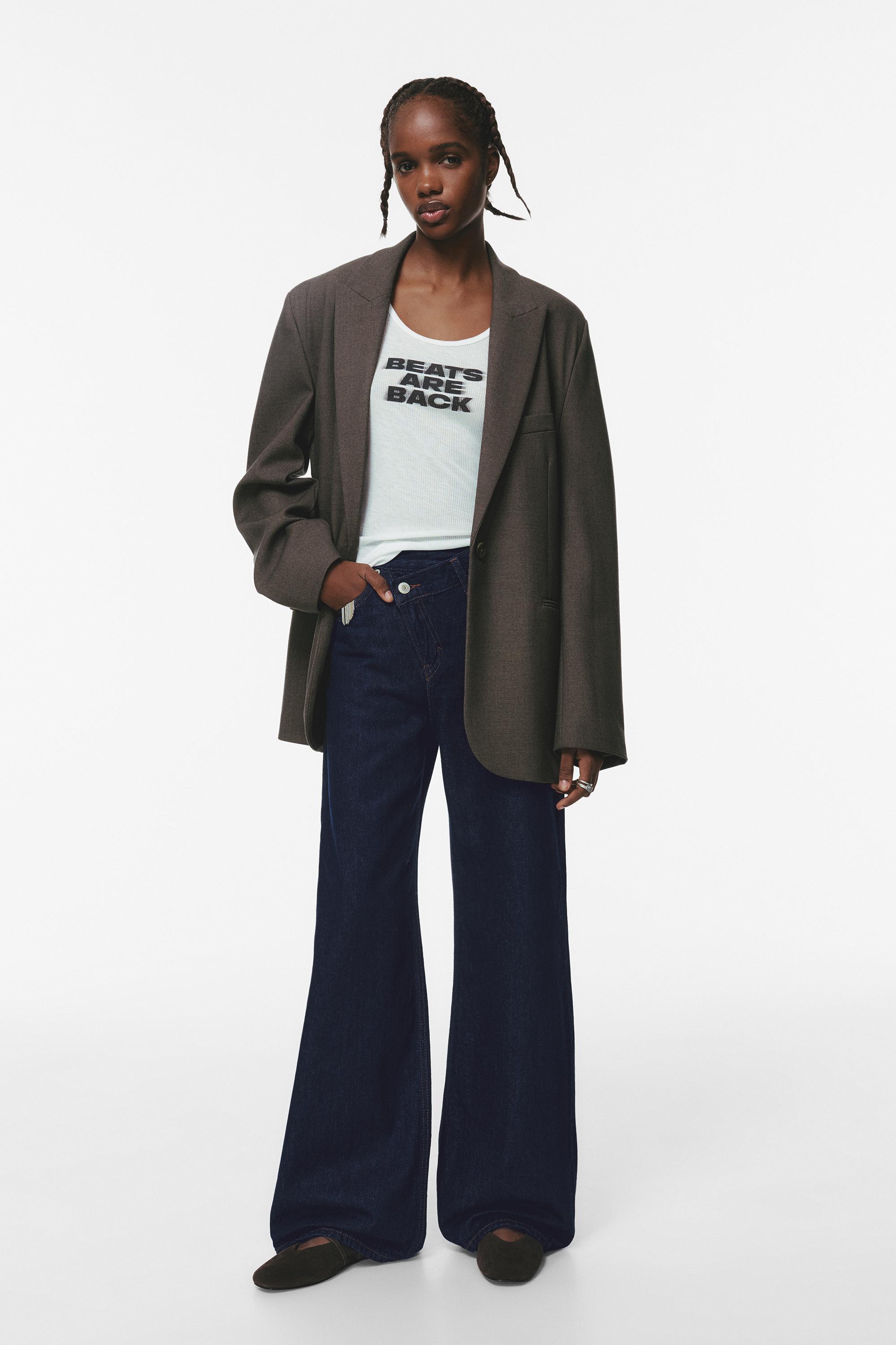 Wide Leg Jeans Mit Überkreuztem Bund