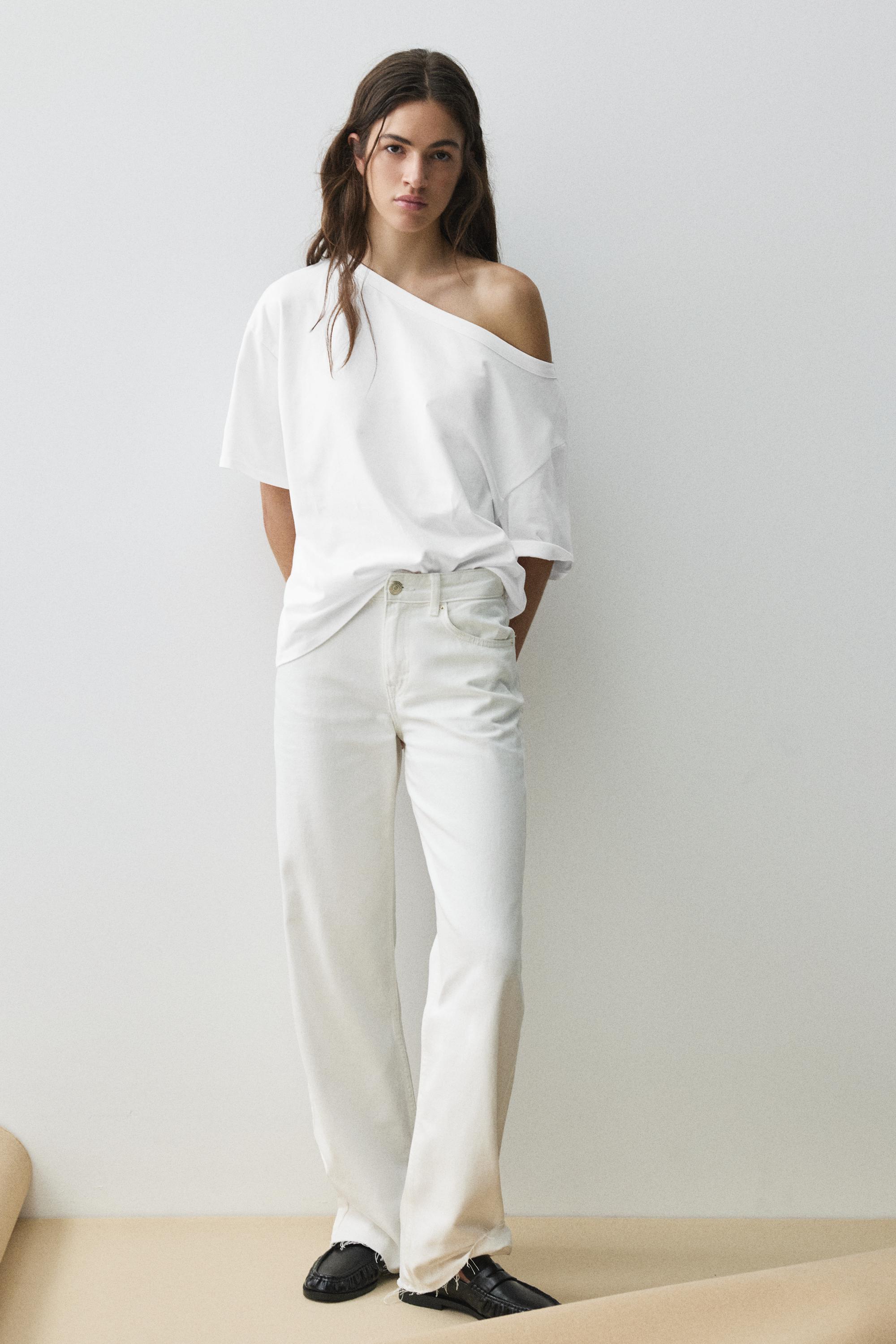 Asymmetric short sleeve T-shirt — White