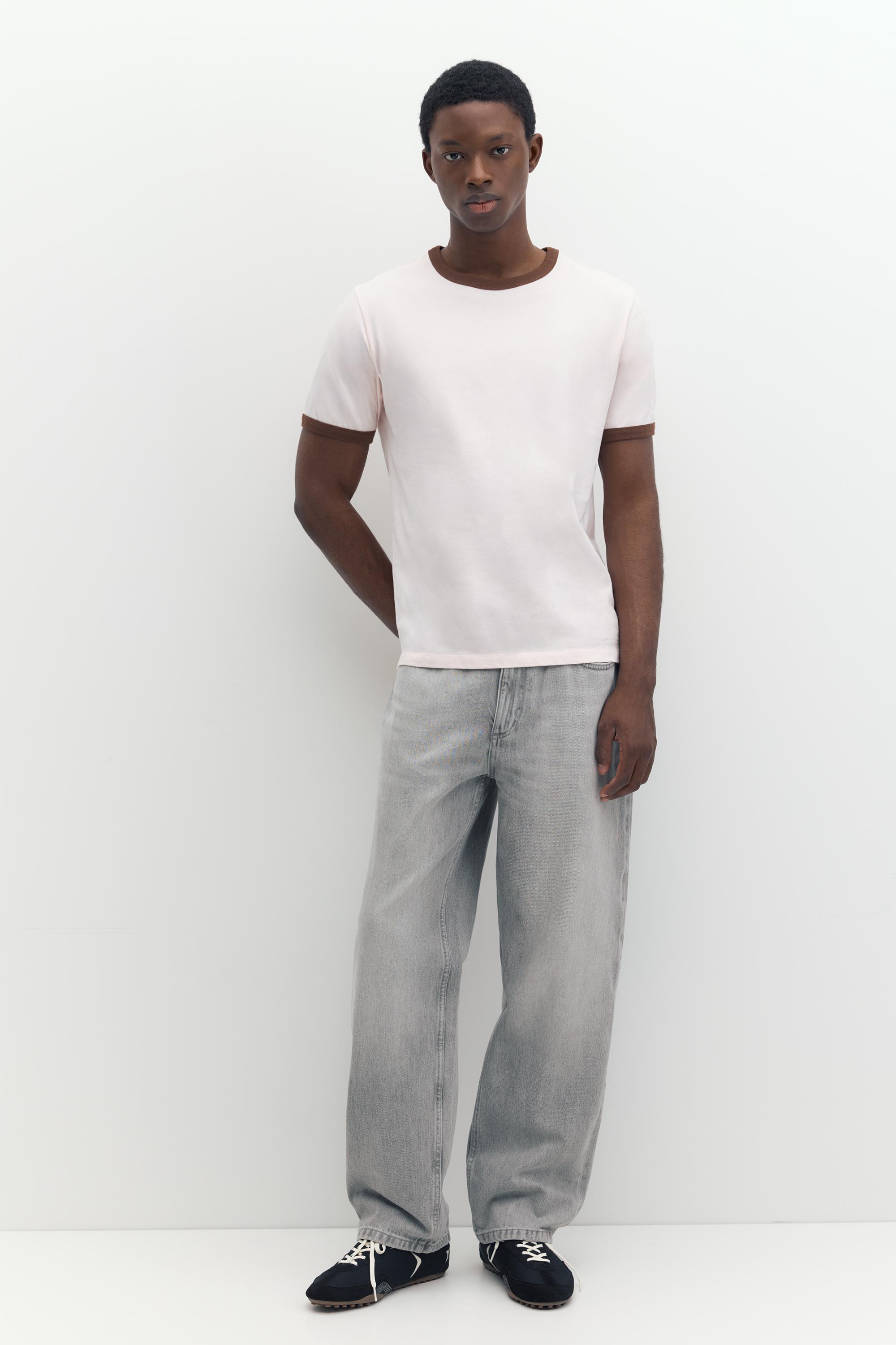Contrast trim T-shirt — Pink