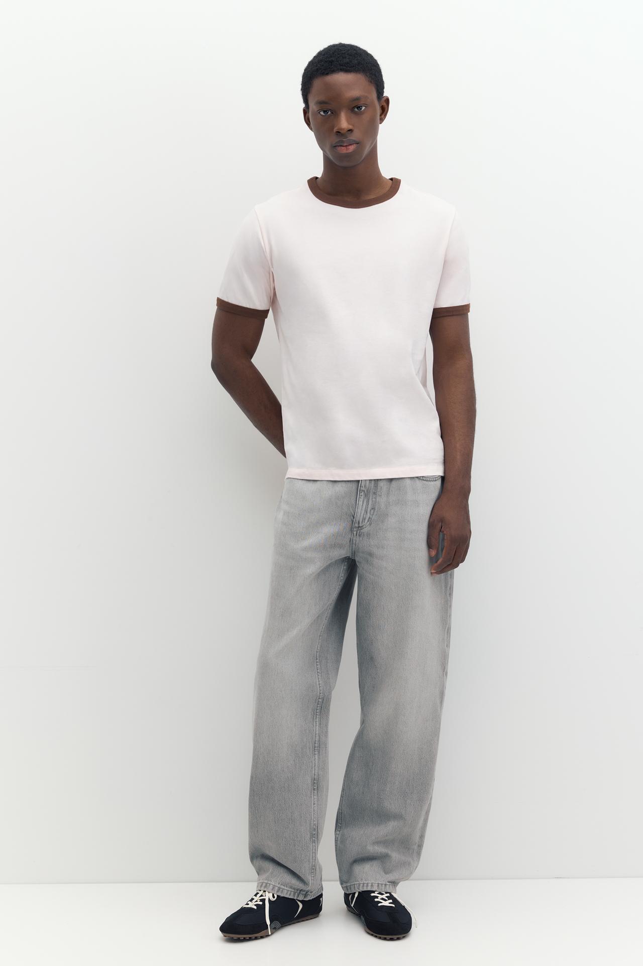 Contrast trim T-shirt — Pink