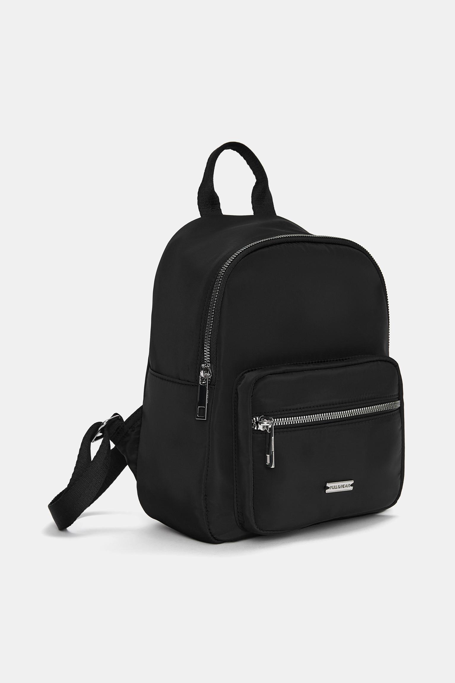 Black nylon mini backpack PULL&BEAR