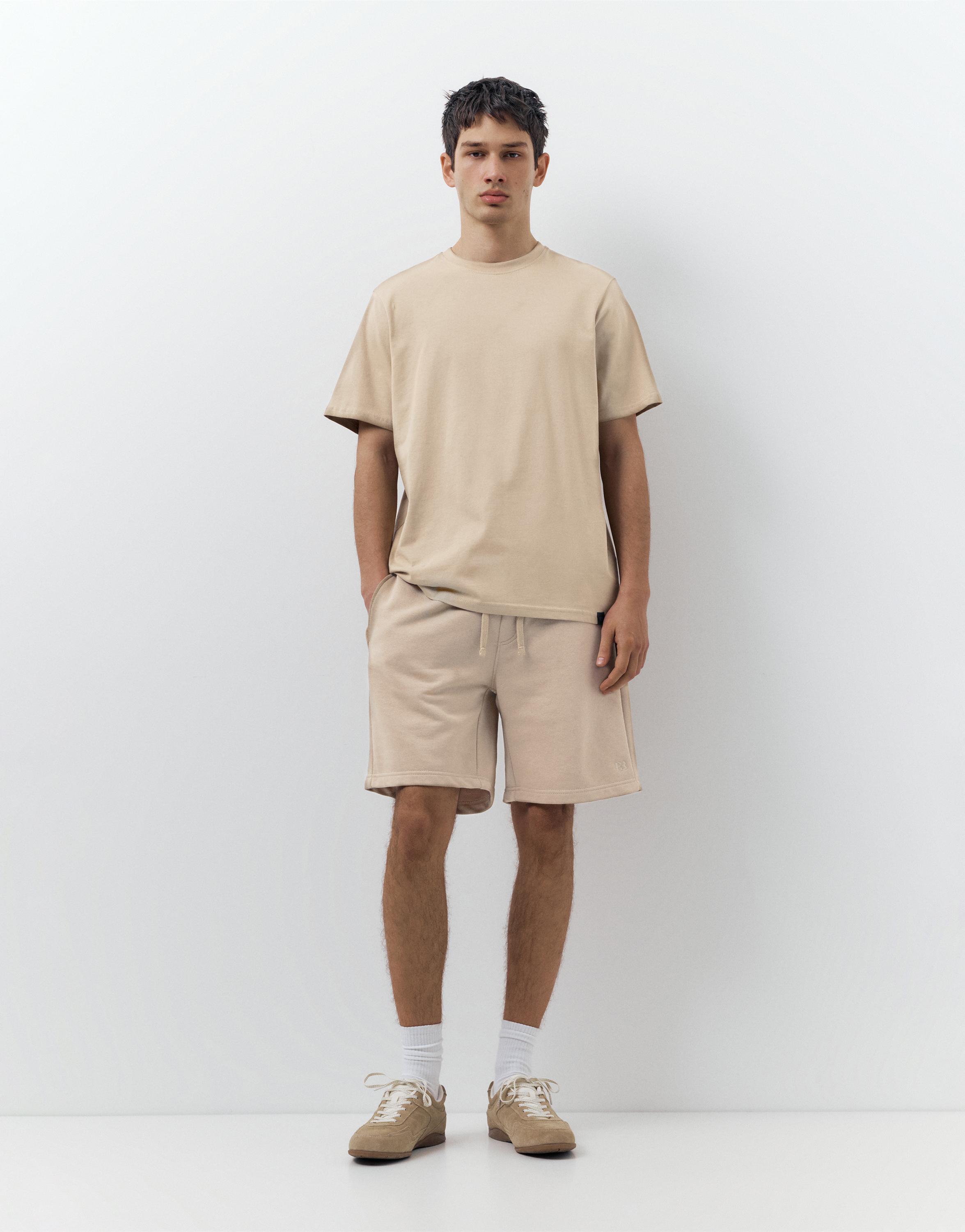 Pack of Bermuda jogger shorts and T-shirt — Sand