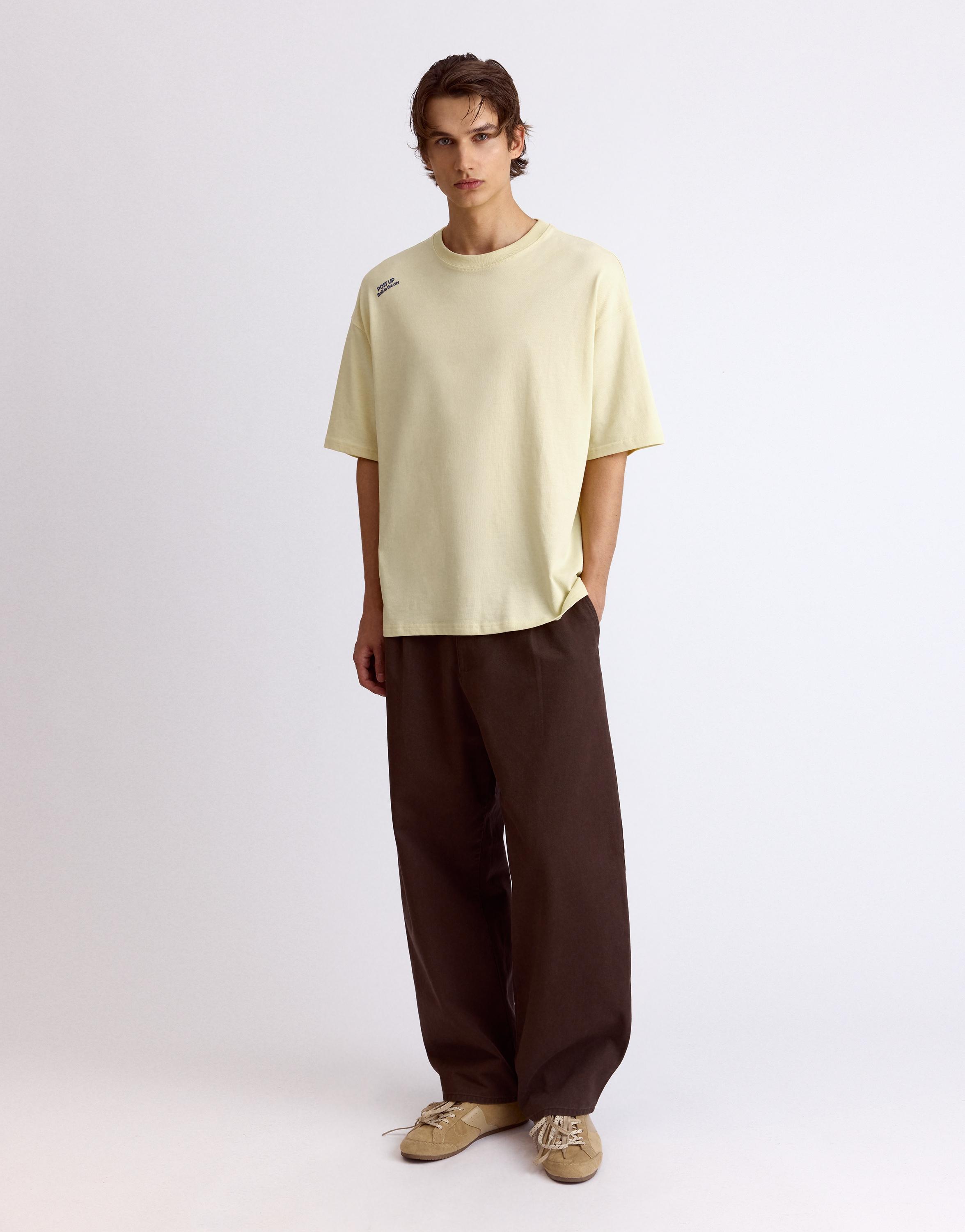 Pull&Bear Yazı grafikli relaxed tişört görsel 3