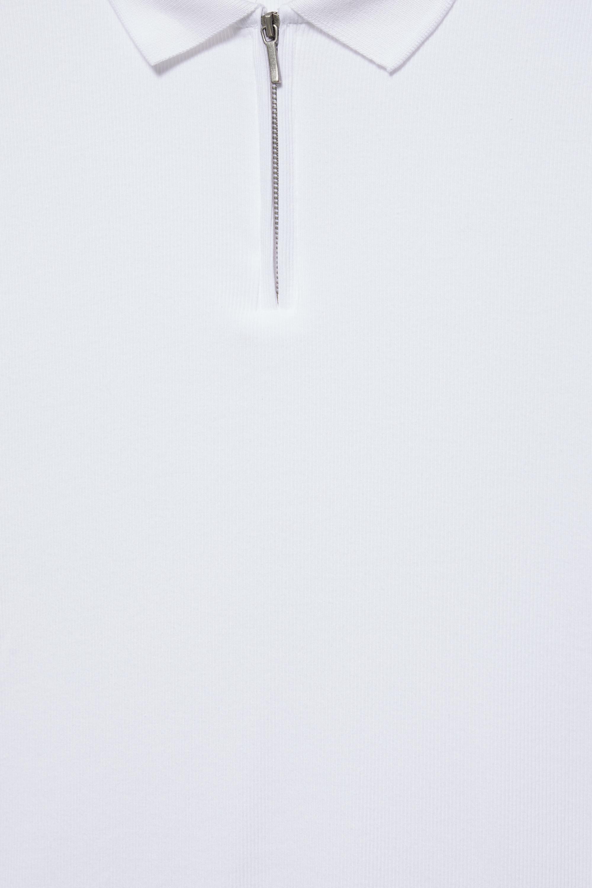 Short sleeve zip-up polo shirt — Off white