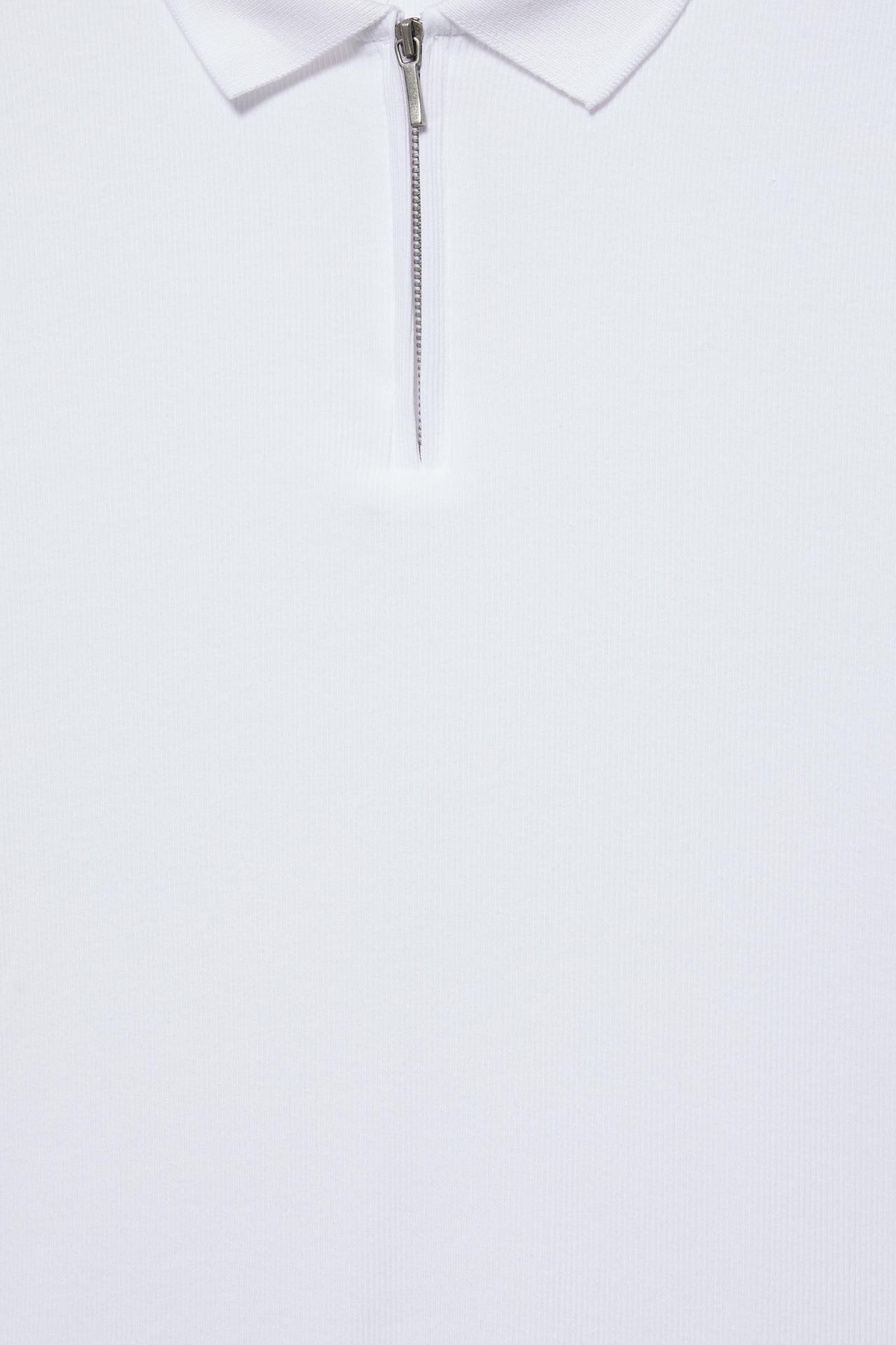 Short sleeve zip-up polo shirt — Off white