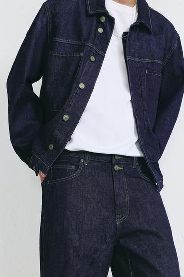 Checked turn-up hem jeans — Navy 4