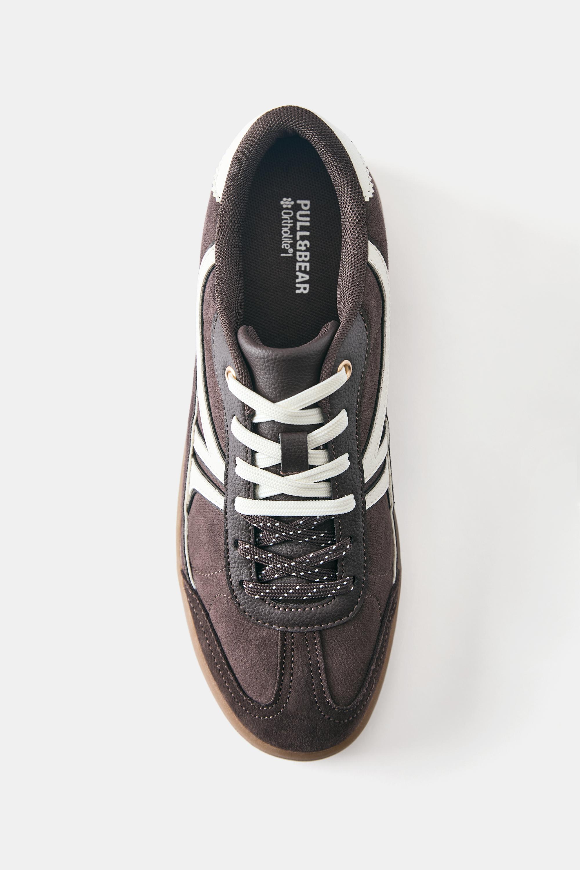 Lace-up retro trainers — Brown