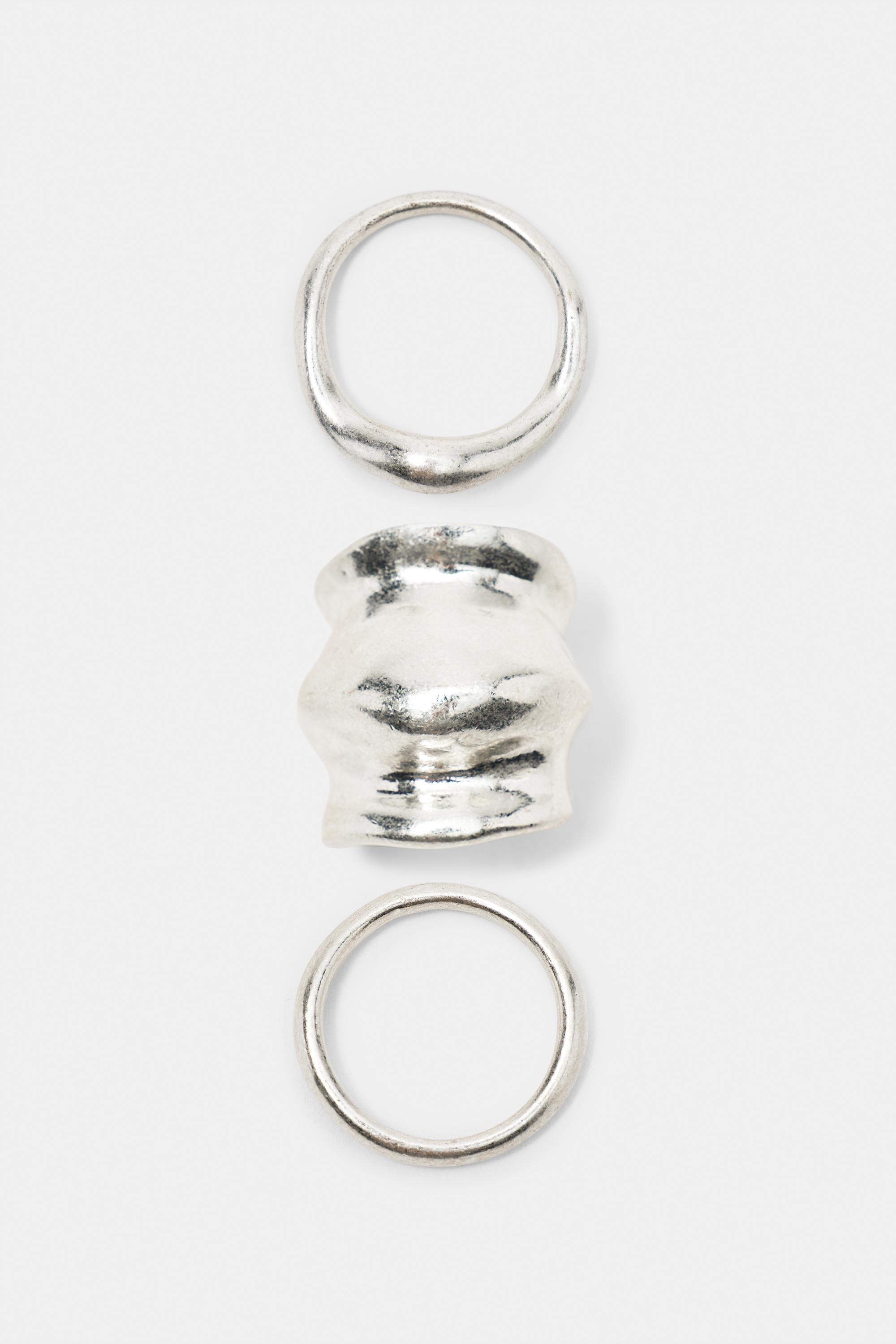 Pack of 3 irregular rings — Silver